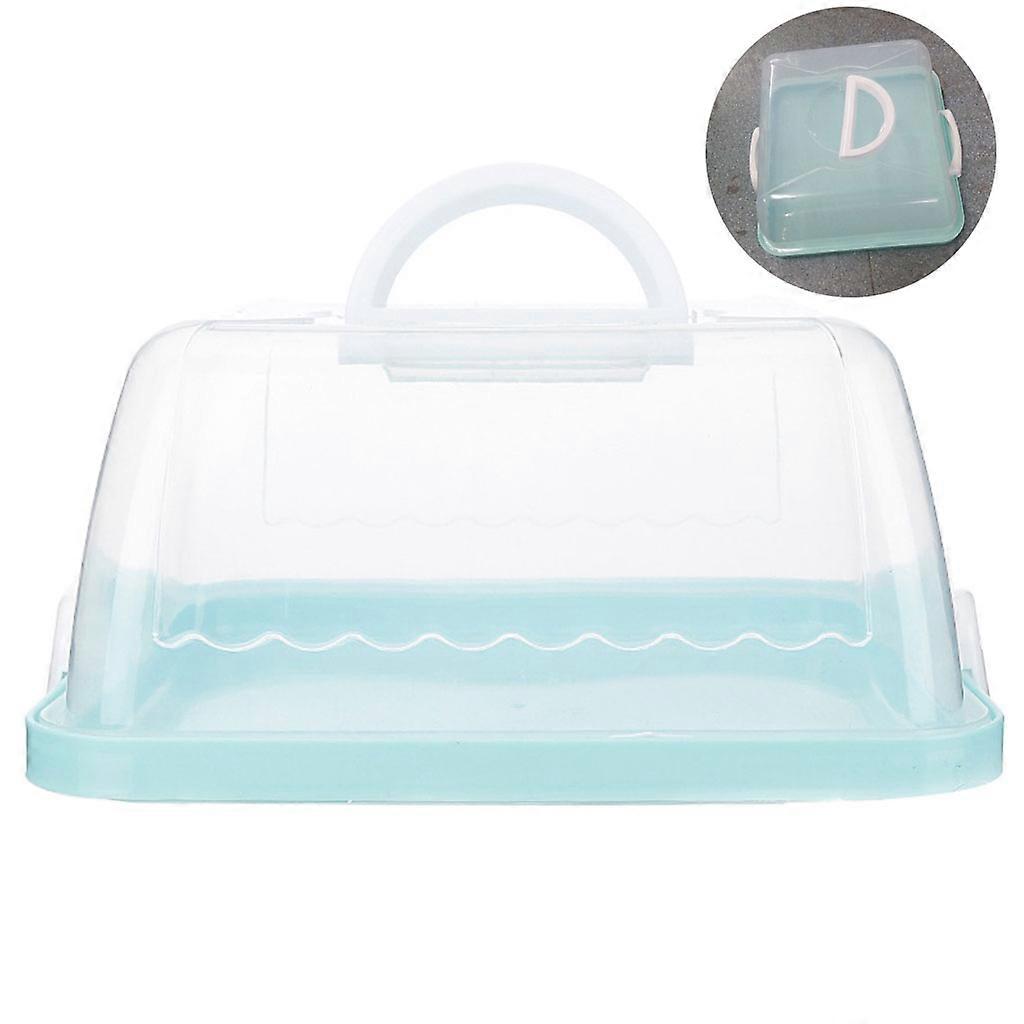 Portable Plastic Square Cake Box Cupcake Dessert Container for Case Handheld for Carrier Wedding Birthday Supplies  Blue