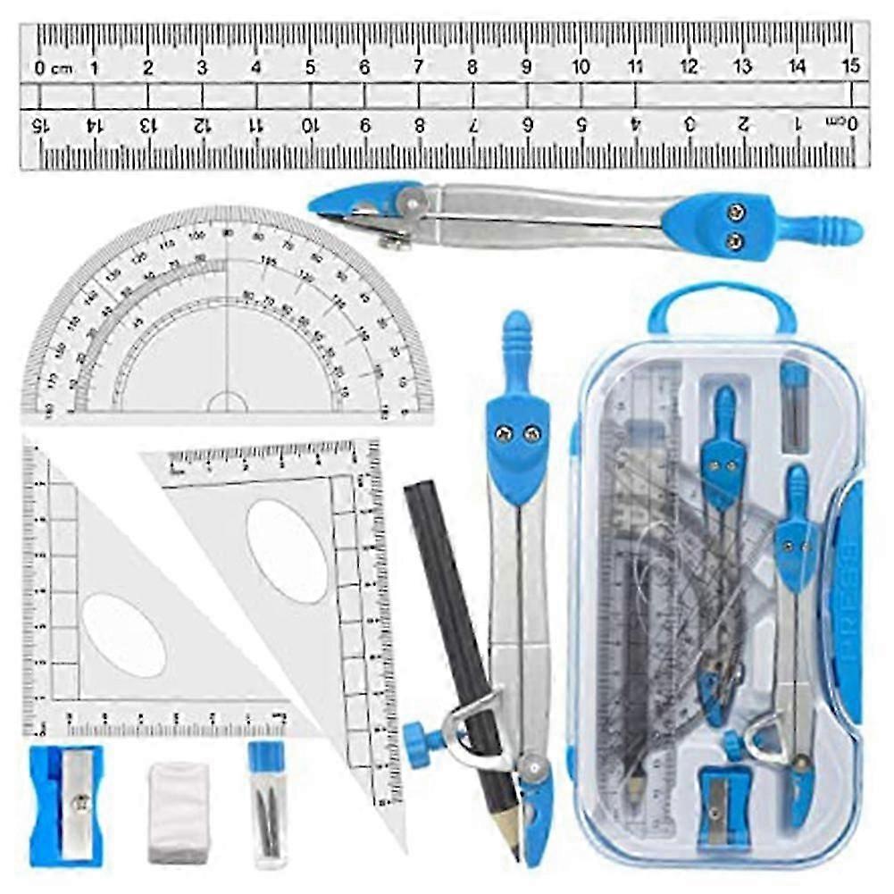 Geometry Compass Set 10Pcs School Maths Protractor Set Rulers for Student Maths and Engineering in