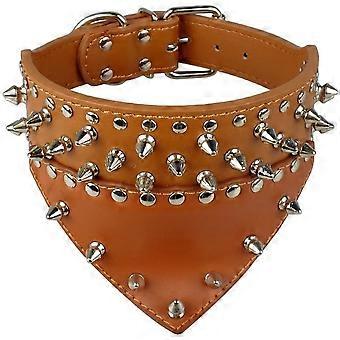 Fashion Bandana Style Scarf Leather Dog Collar Decorated with Spikes and Studs for Training and WalkingM