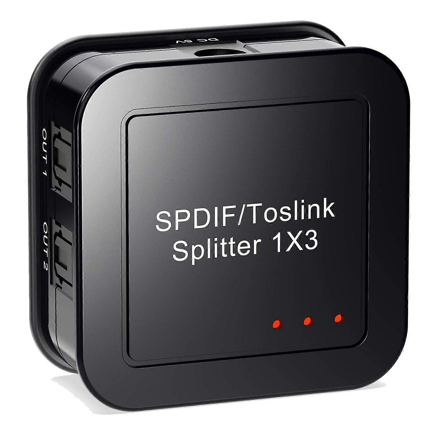 Digital Optical Audio 1X3 Splitter, Digital SPDIF TOSLINK Optical Fiber Audio Splitter, 1 in 3 Out, für Blue-Ray DVD HDTV