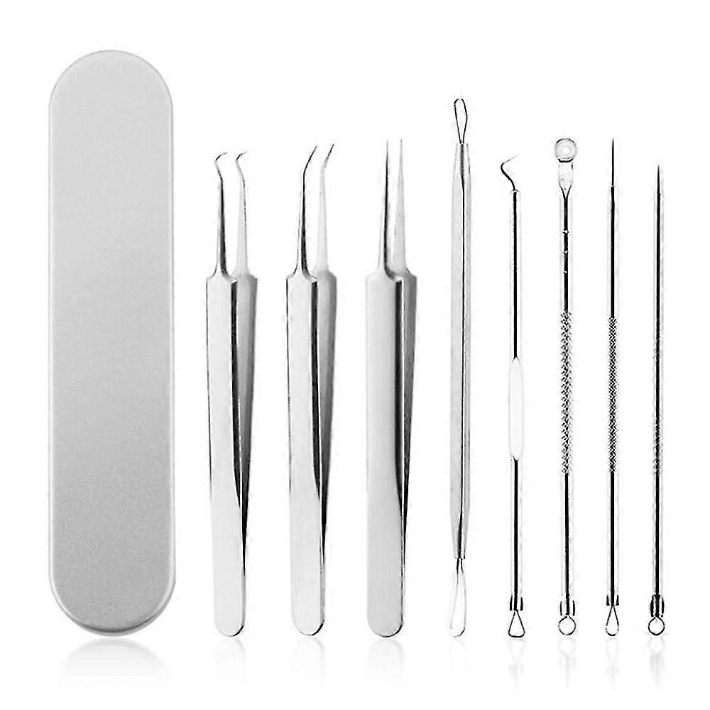 8 Piece Makeup Tools Set, Include  Eyebrow And Eyelash Extension Tweezers, Acne Needles, Etc.