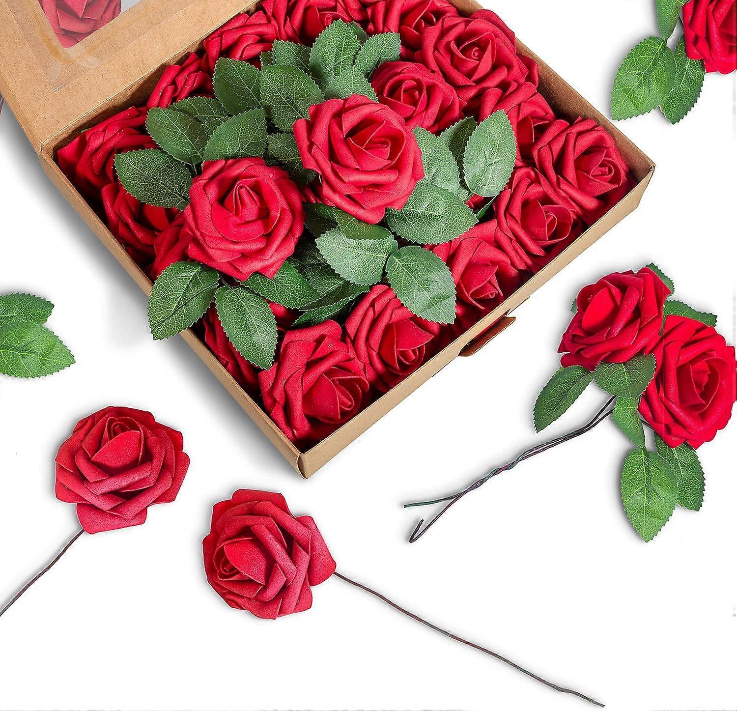 Stunning DIY Foam Artificial Flowers, Realistic Red Roses for Eternal Affection, Suitable for Floral Arrangements Decor, Valentine's Day, and