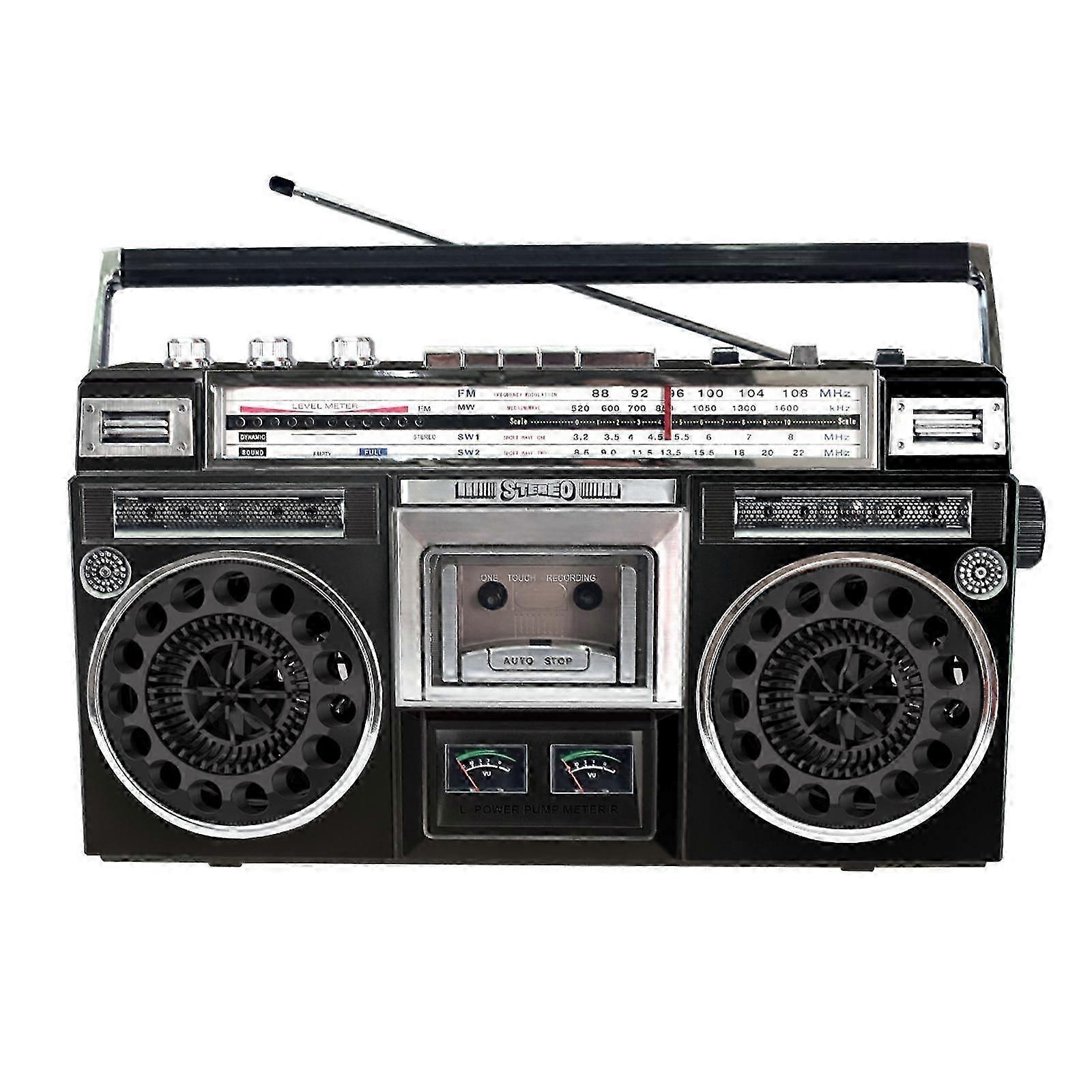 Cassette Player Boombox Multifunctional With Handle Stereo Sound Tape Player Silver