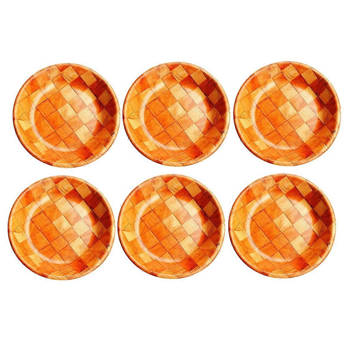 6 Pcs Wooden Salad Bowls 8 inch with Square Pattern Design for Food
