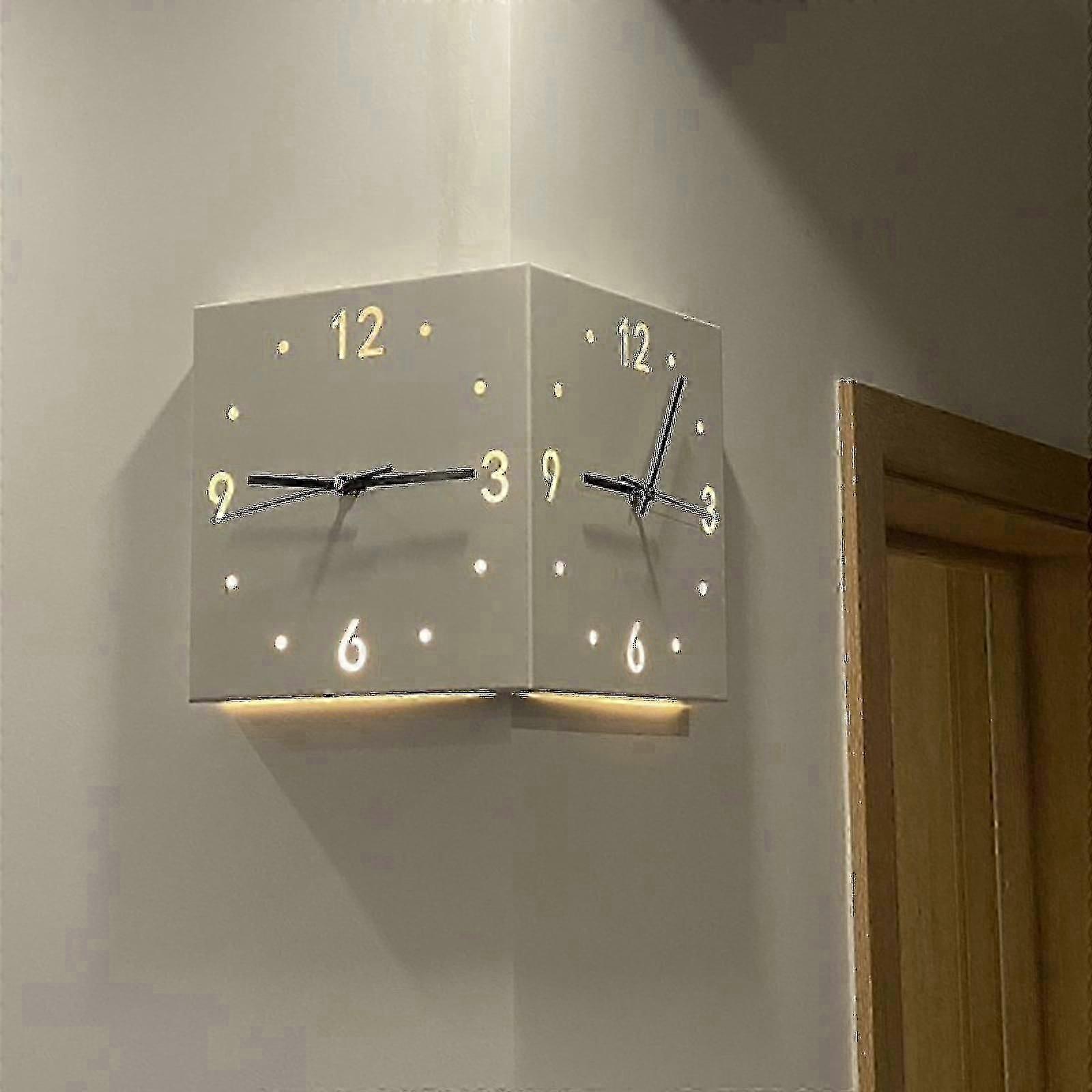 Automatic Induction 3d Double-sided Corner Wall Clock