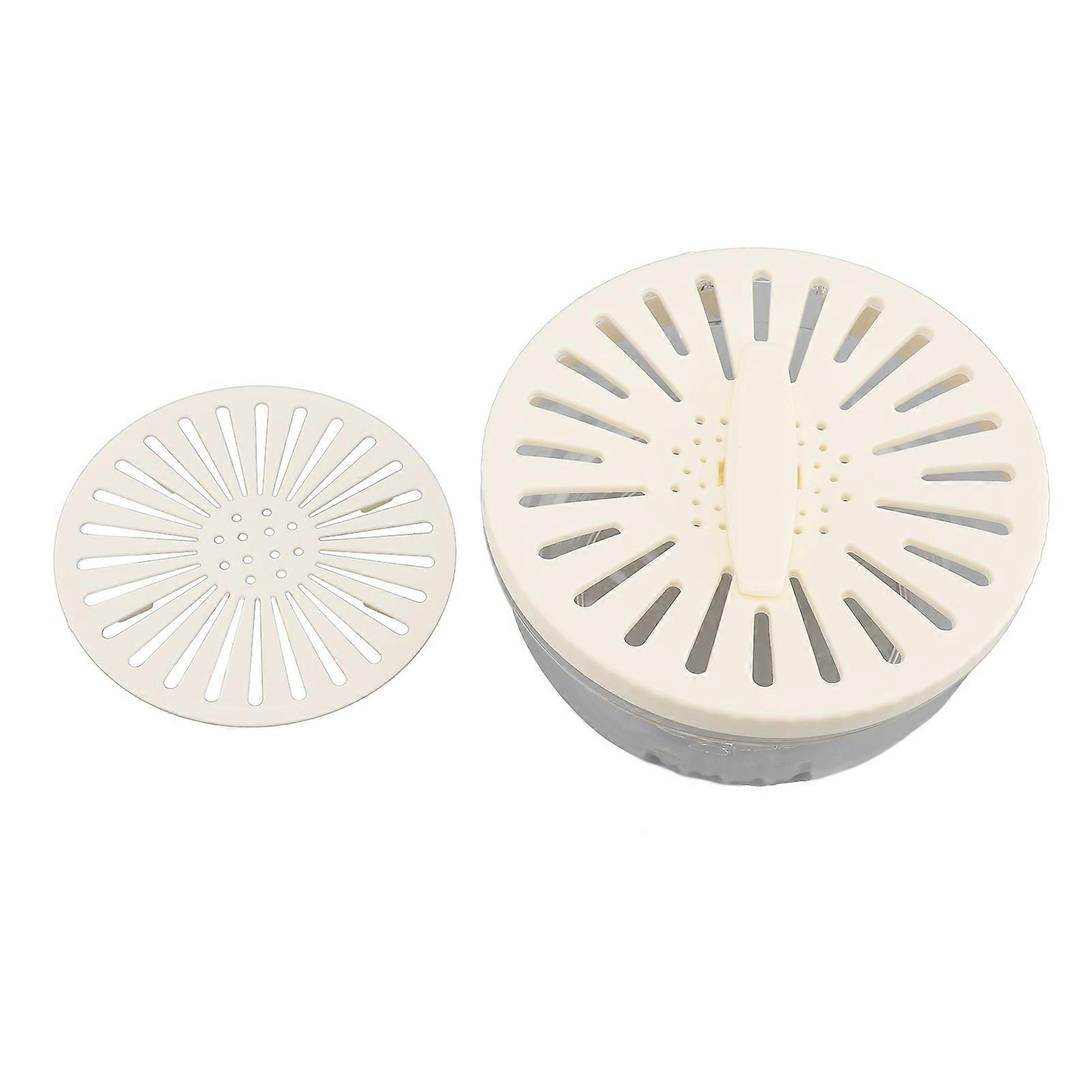 Fruit Vegetable Washing Bowl Thickened Double Layer Multifunctional Draining Bowl with Lid Foldable Handle for Food Storage White