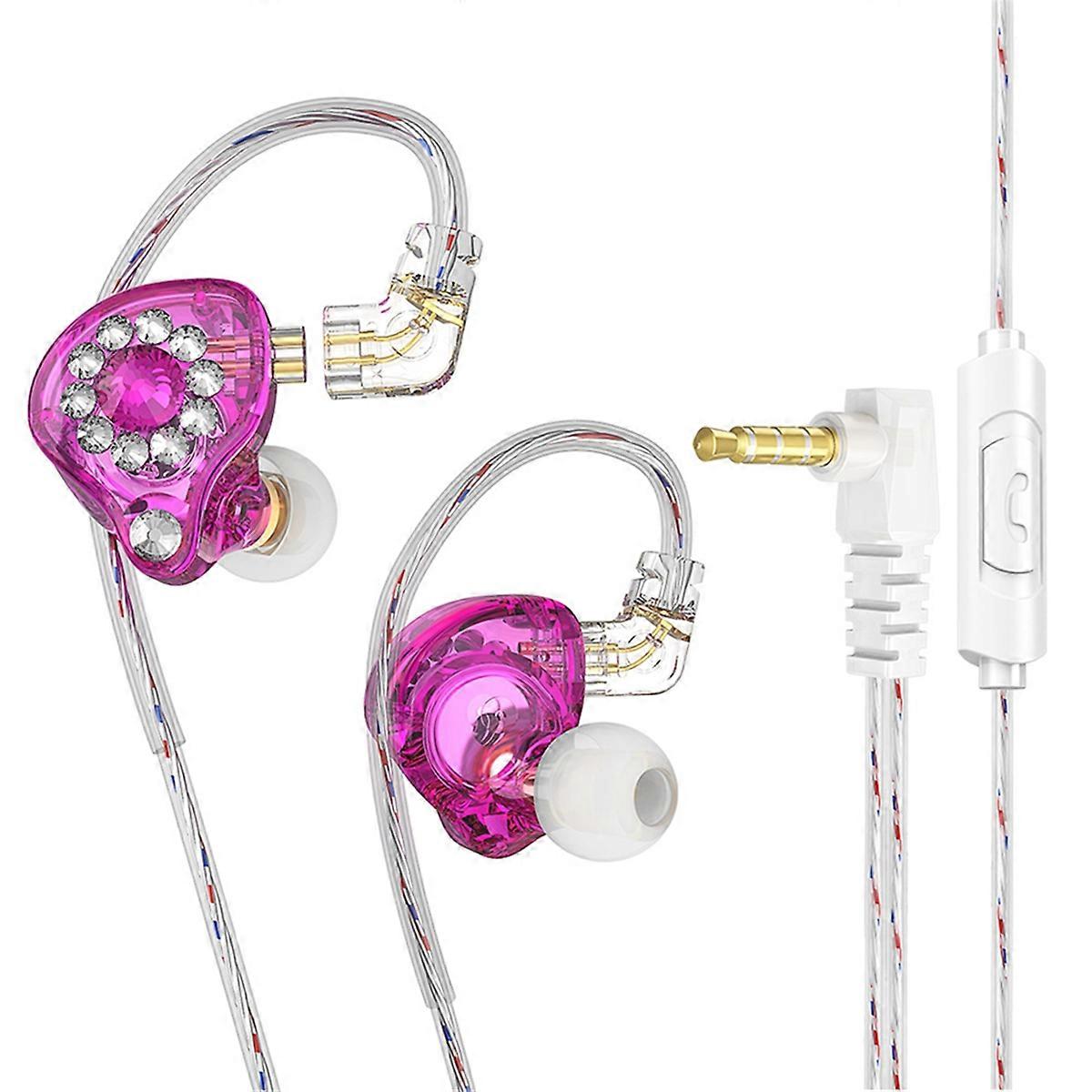 Diaphragm Dynamic Earphone 3.5mm Purple with Microphone