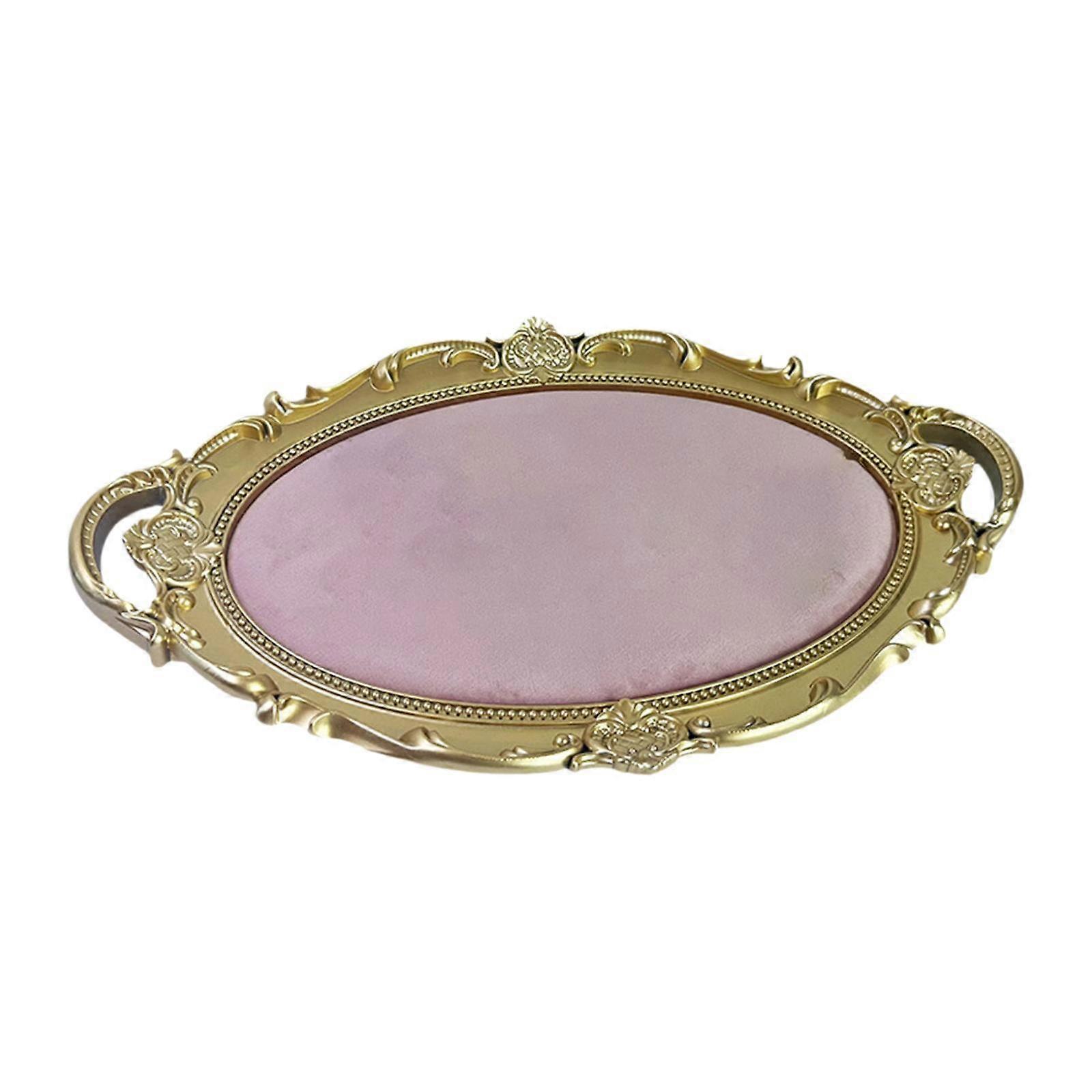 Vanity Tray with Handle Multifunctional Storage Elegant Oval Serving Tray