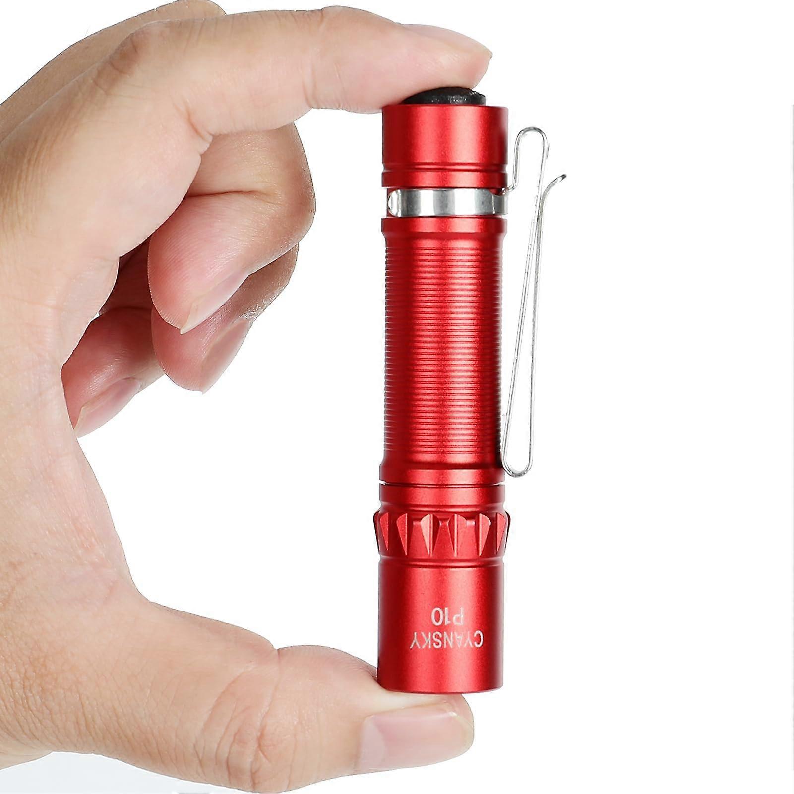 P10 300 Lumens EDC Flashlight,Mini Pocket Flashlight for Camping and Hiking,Tail Switch Small Flashlight,Powered by Single AA Battery,Red