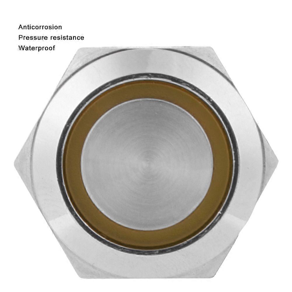 2PCS Yellow 4 Pin Flat Push Button Switch 12V-24V IP65 Waterproof