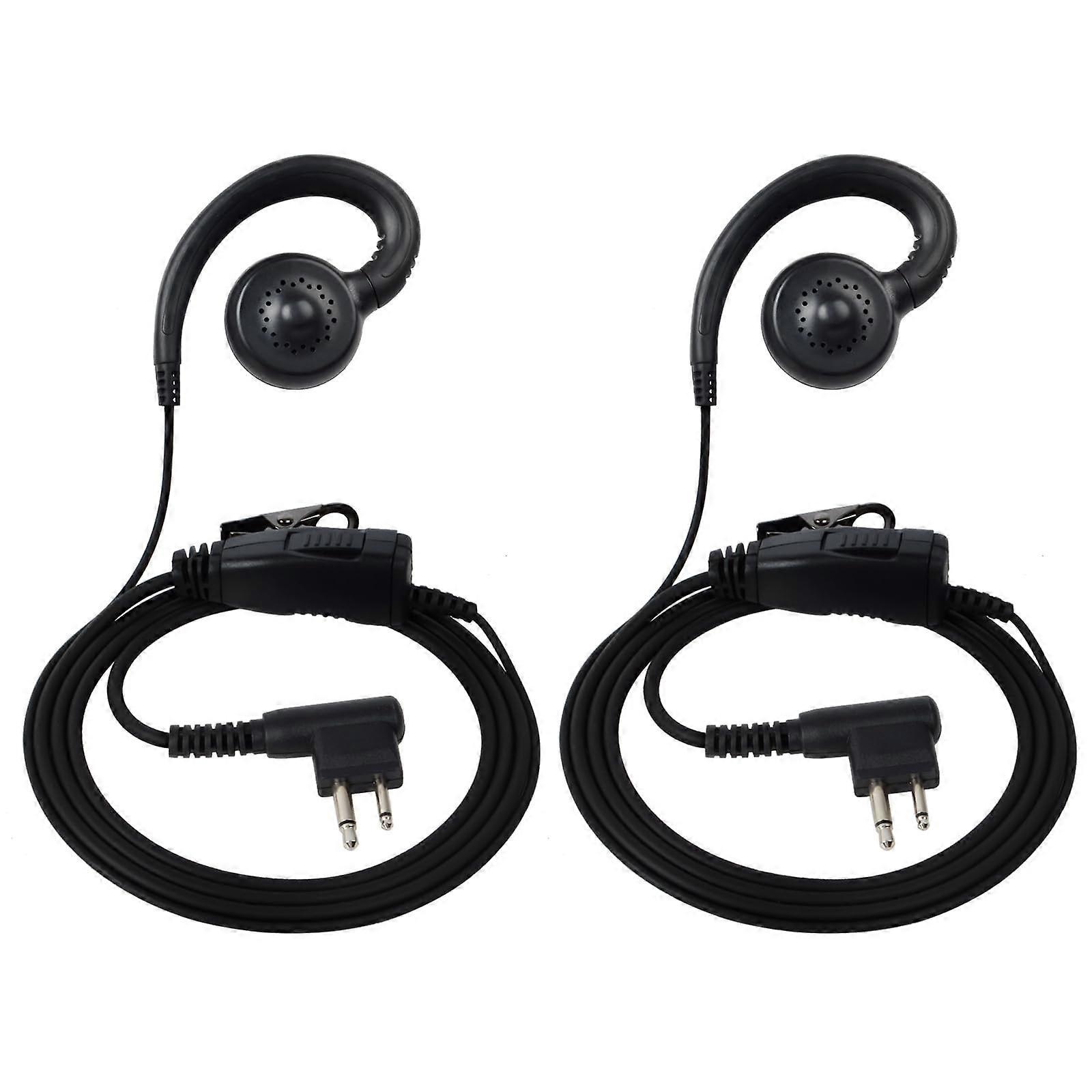 Walkie-Talkie Headset, C-Shape Earpiece with Built-in Microphone and PTT for GP300 CP200D (Pack of 2)