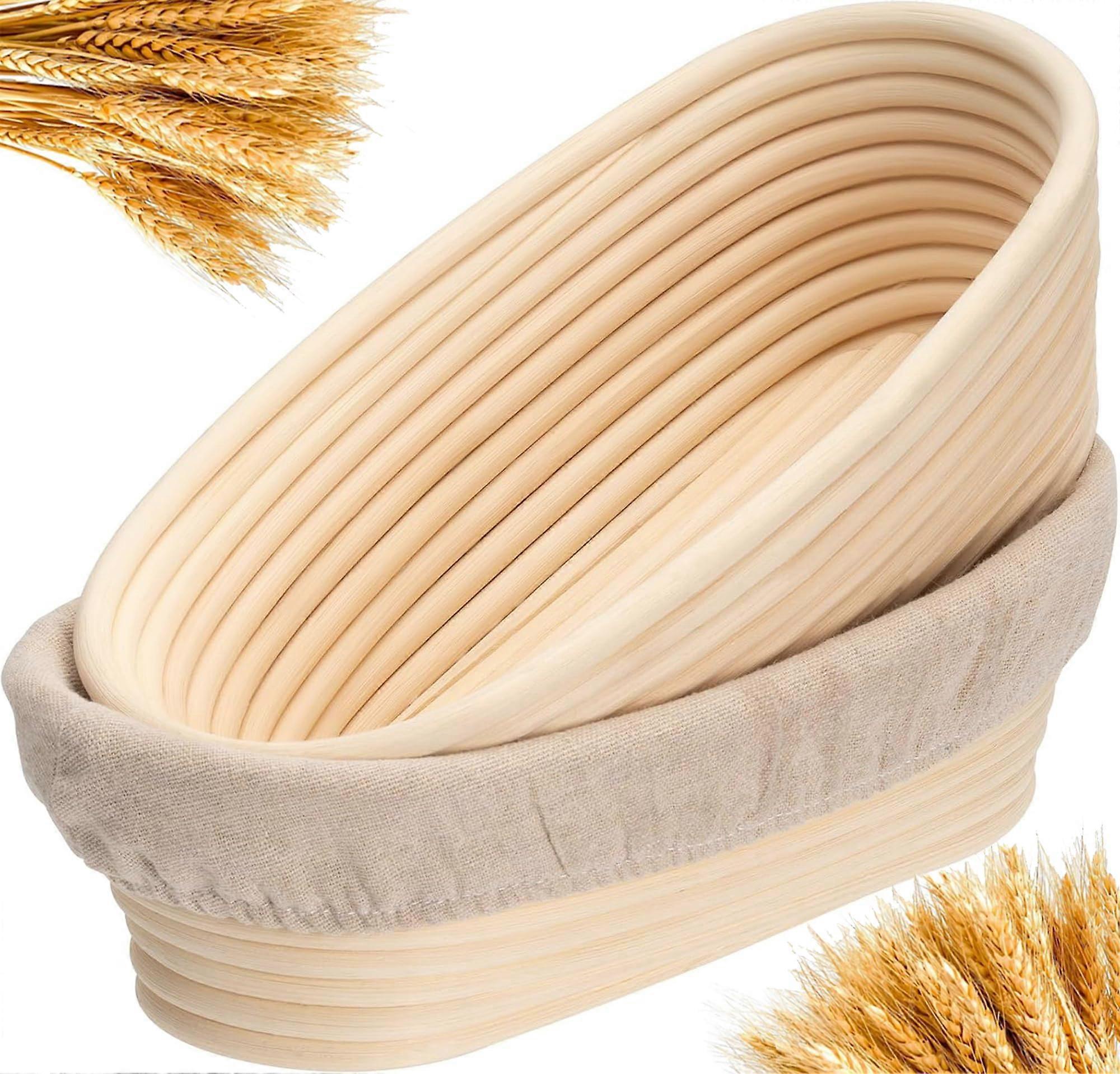 10-Inch Oval Dough Basket Set - 2 Bread Fermentation Baskets for Professional Sourdough Baking at Home