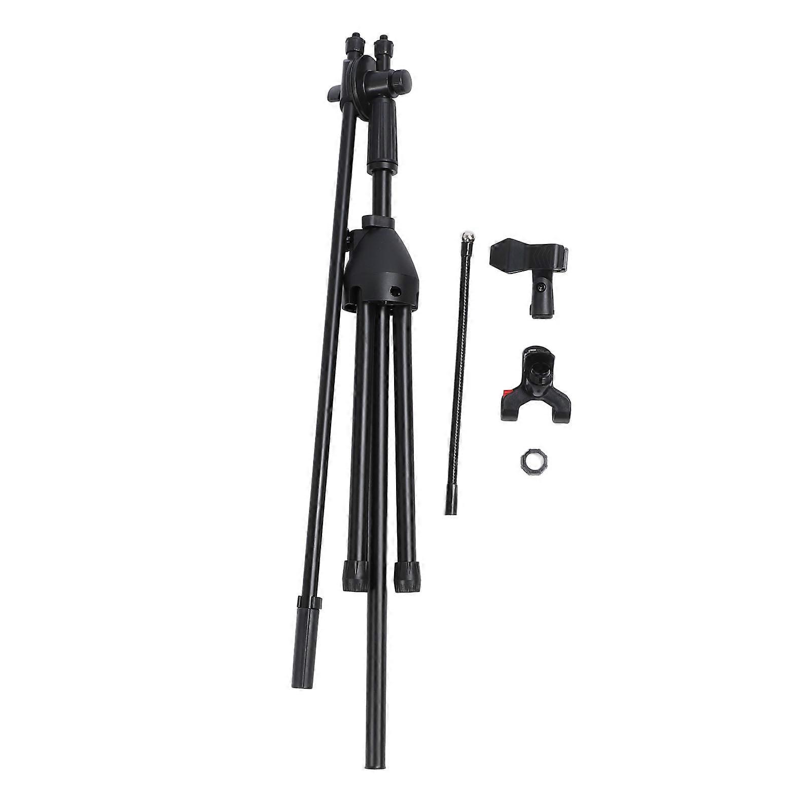 Floor Microphone Height Adjustable Stable Multifunction Portable Boom Arm Mic Stand with Phone Tablet Clip Holder