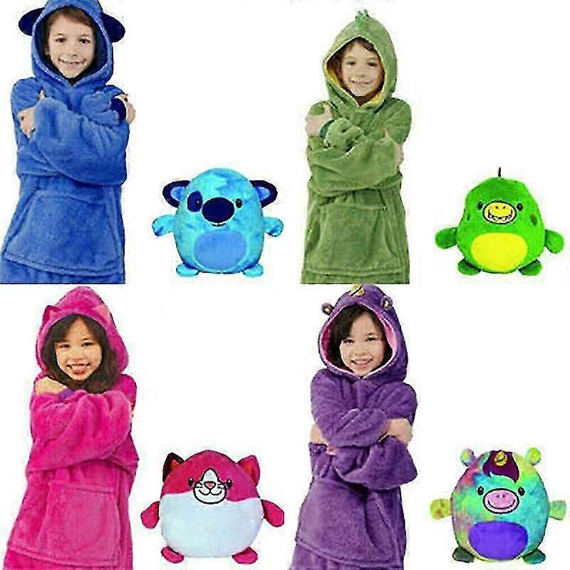 2023 New Style Blanket Sweatshirt Huggle Pets Hoodie Plush Blanket Soft Warm Kid Coat Pillow