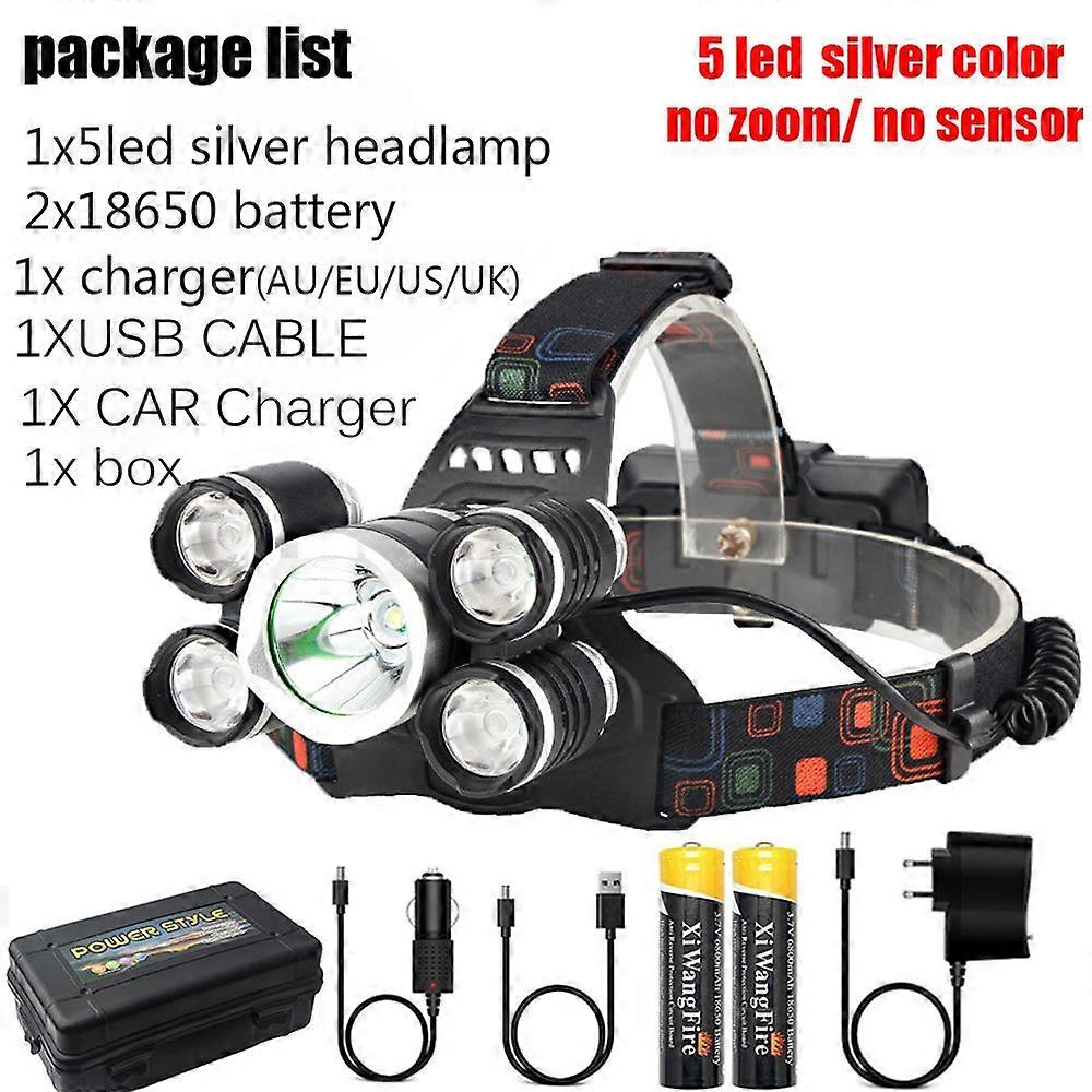 XML 3/5 T6 LED Headlamp, Powered by 18650 Battery, AC/DC Charger, Ideal for Camping