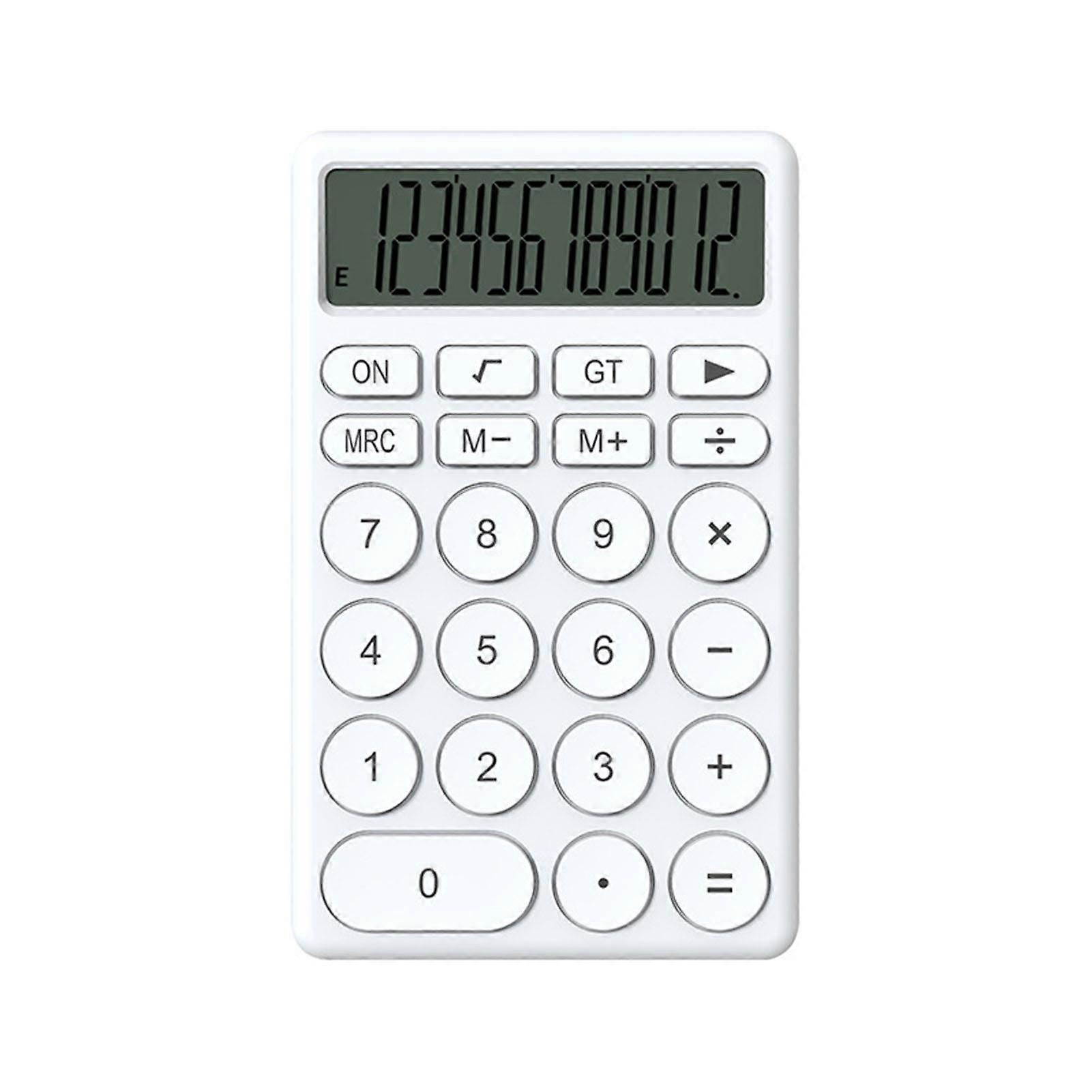 Cartoon Multifunctional Handheld Small Pocket Calculator with Large Display for Desktop Office School Home White