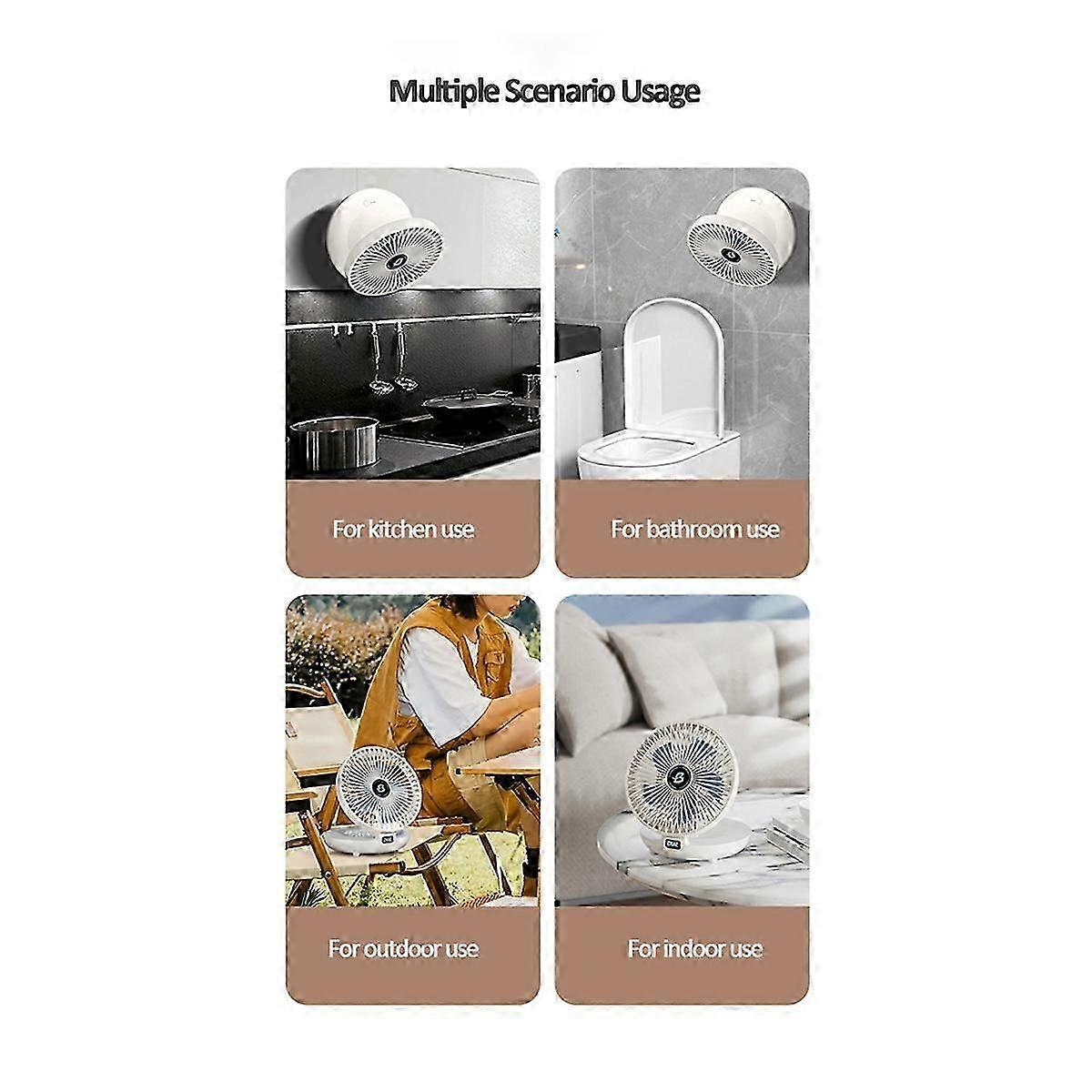 2IN1 Folding Desktop Fan Portable Air Conditioner Wall Mounted Fan Rechargeable with 3 Gears for Home Office