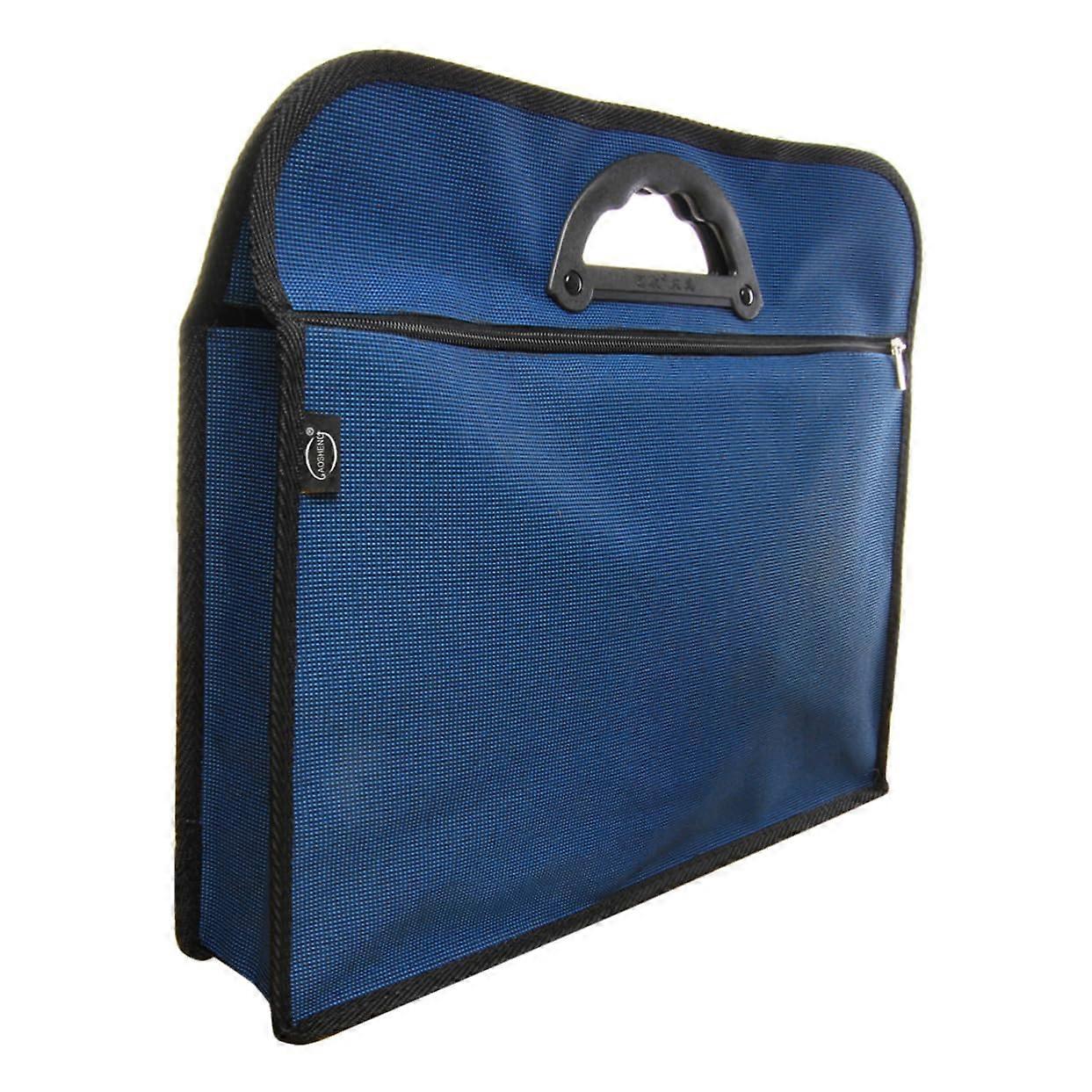 Large Storage Tote Bag Zipper Oxford Document Pouch Bag for School Dark Color
