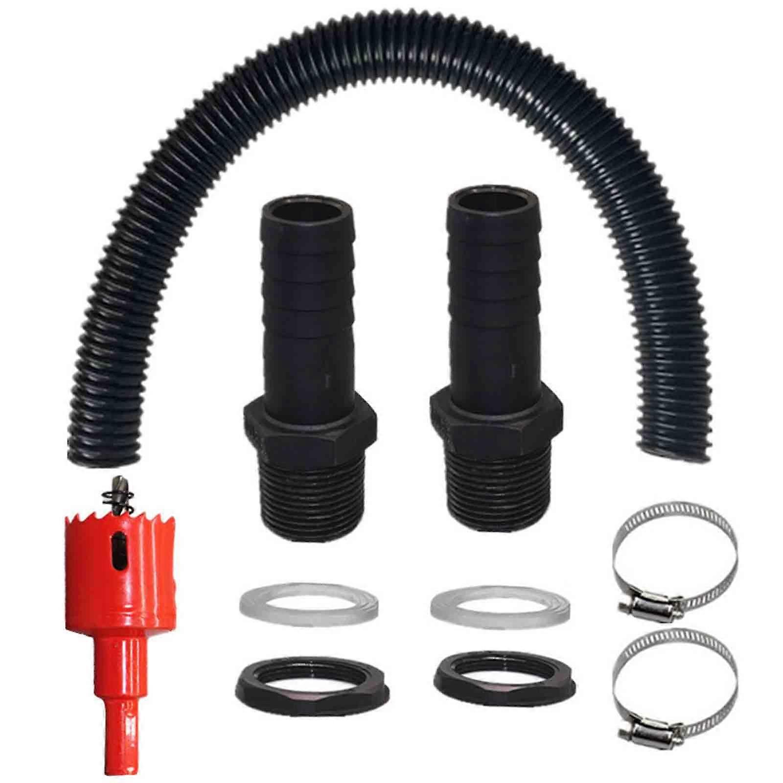 Upgrades Rainwater Barrels Linking Set 1" Connectors with 100cm Flexible Hoses set for Simple Water Storage Solution