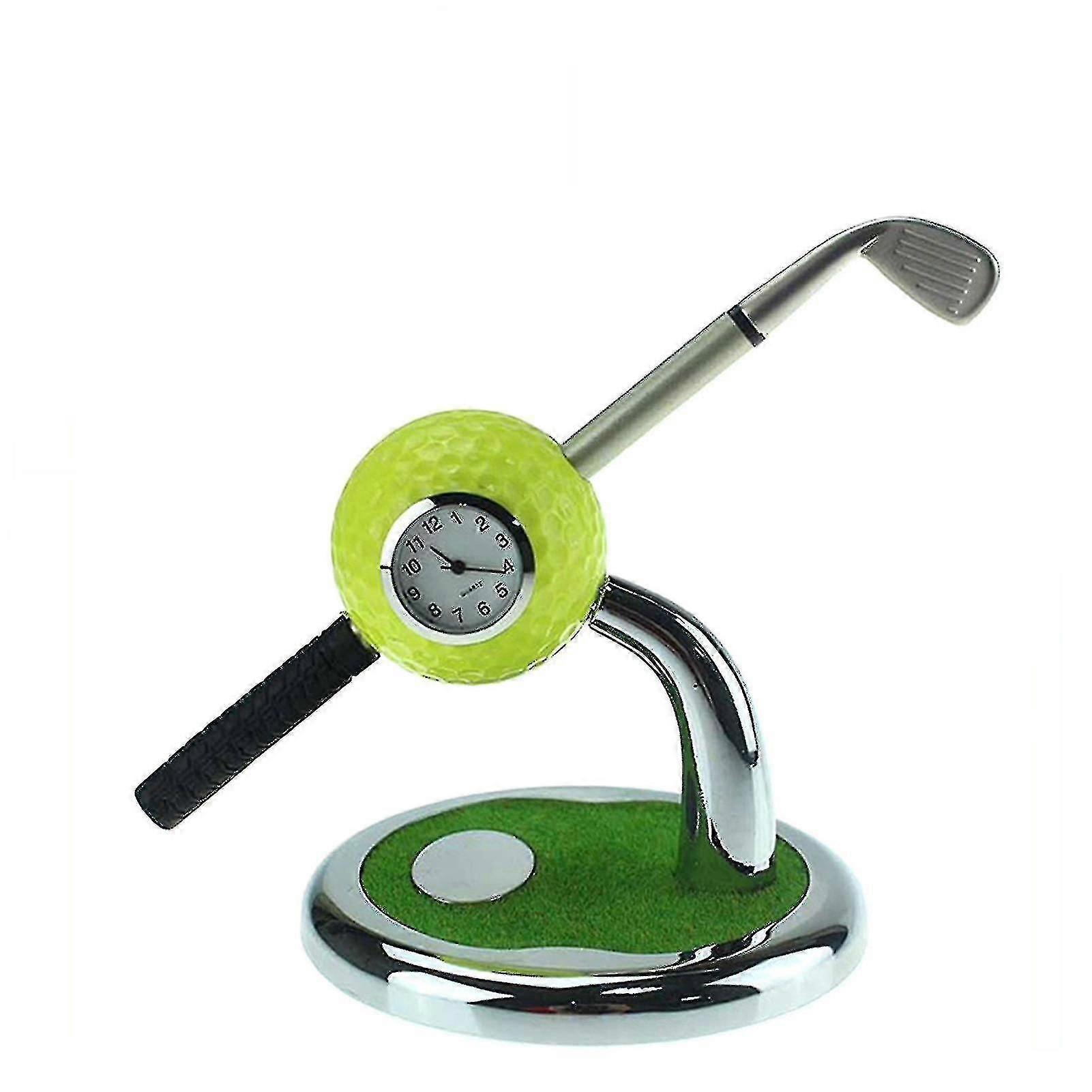 Desktop Mini Golf Pen Holder With Clock Simulation Golf Stationery Table Ornament Golf