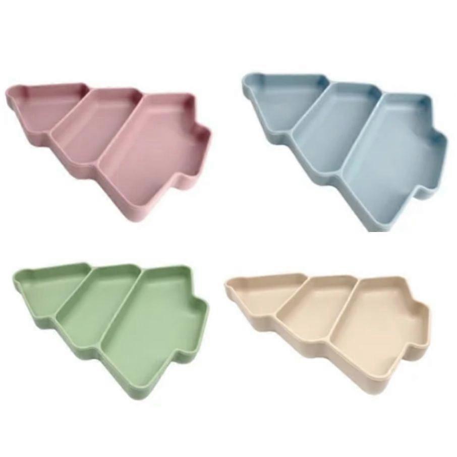 4 Pcs Silicone Divider Trays, Christmas Tree Shape Tableware, Dishwasher And Microwave Safe