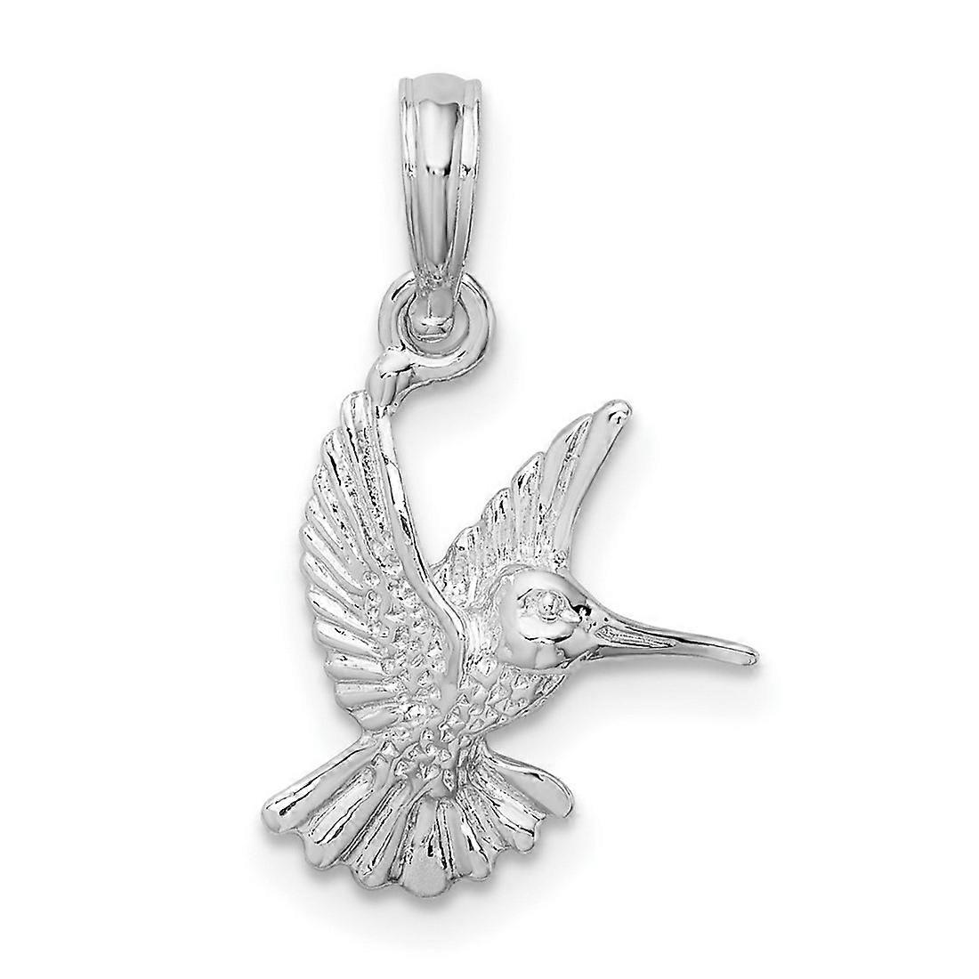 925 Sterling Silver Rhodium Plated Polished Hummingbird Pendant Necklace-Pendant for Women