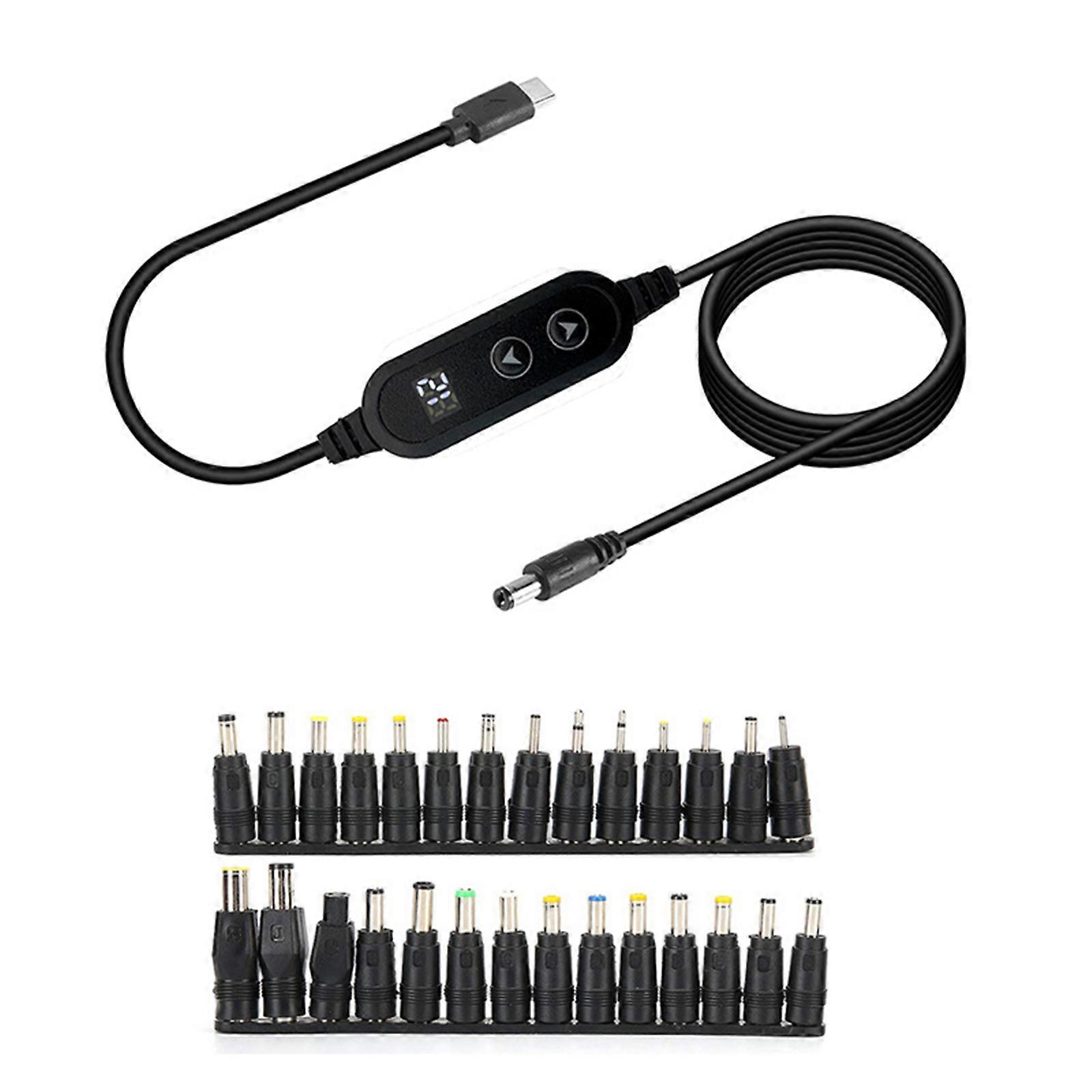 PD100W USB C to DC5525 5.5X2.5MM Adapter Cable 3.9ft 28 Tips for Wide Compatibility PD5V-20V Optional Adapters Multicolor