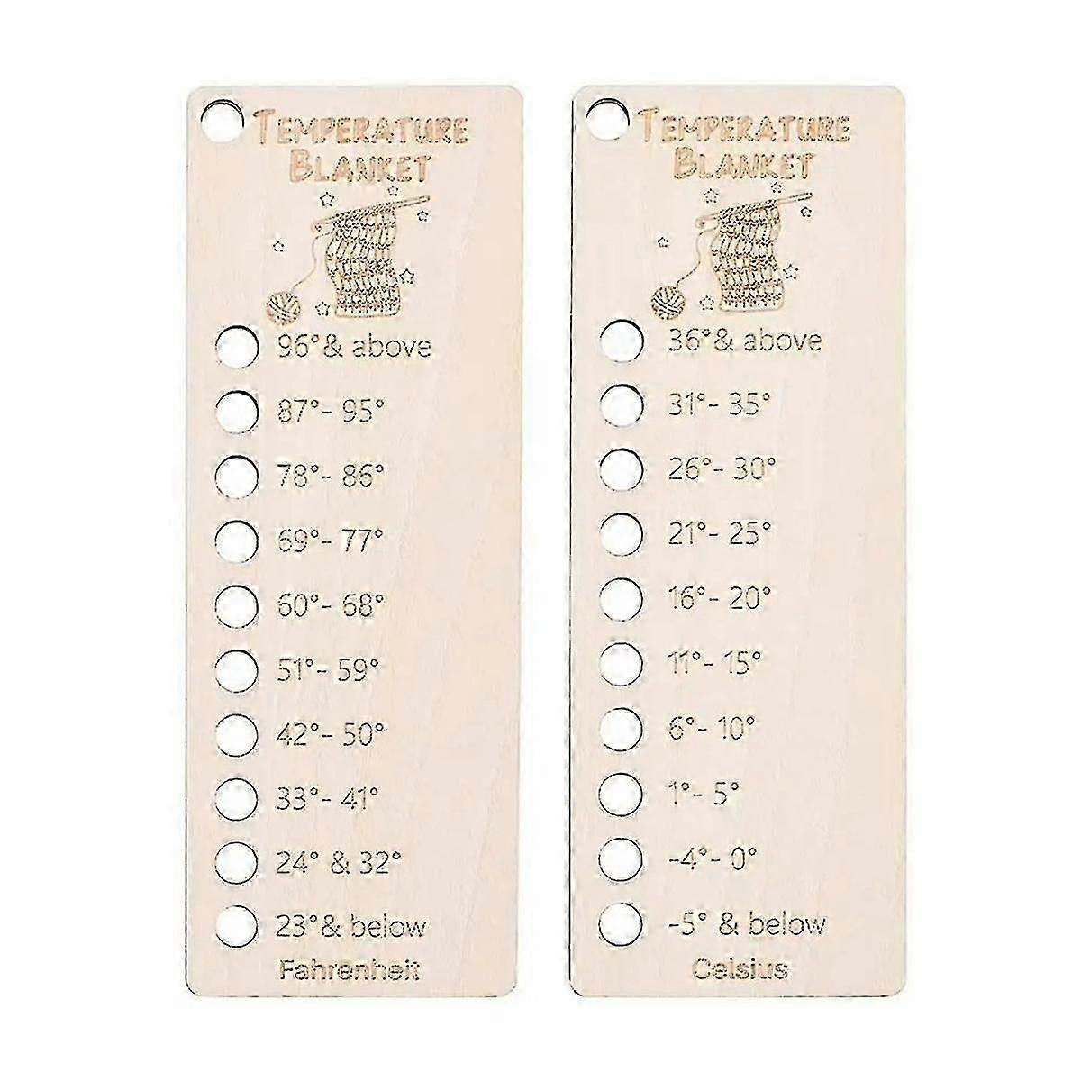 2PCS Temperature Blanket Color Chart Wood Blanket Color Tool Wool Shade Organiser Card Portable Blanket Planner