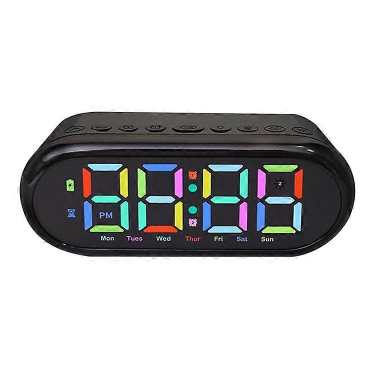 LED Large Display Digital Clock Adjustable Brightness RGB Color Changing Alarm Clock for Home