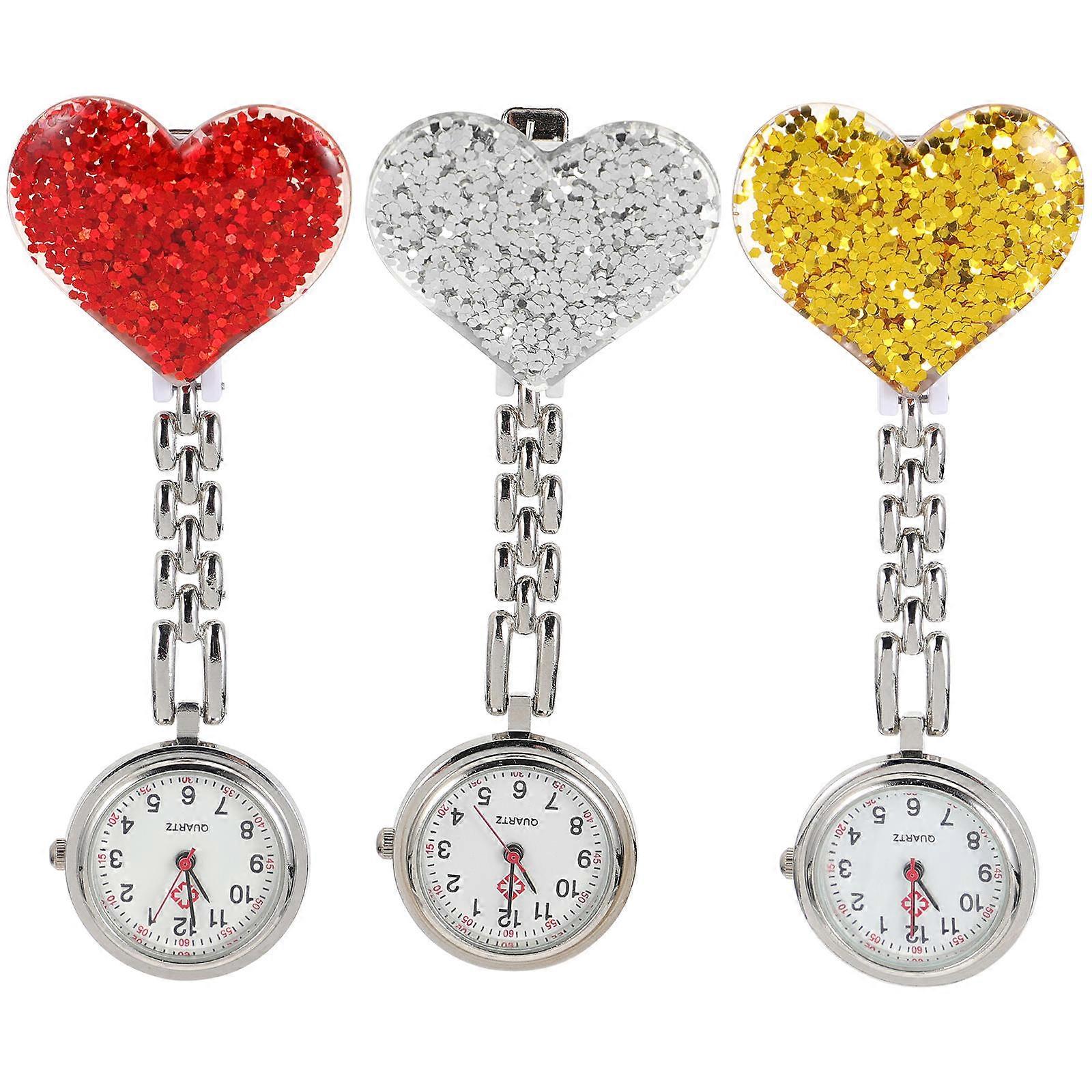 Heart-Shaped Nurse Clip-on Hanging Watch for Decoration with Assorted Colors and Durable Quality