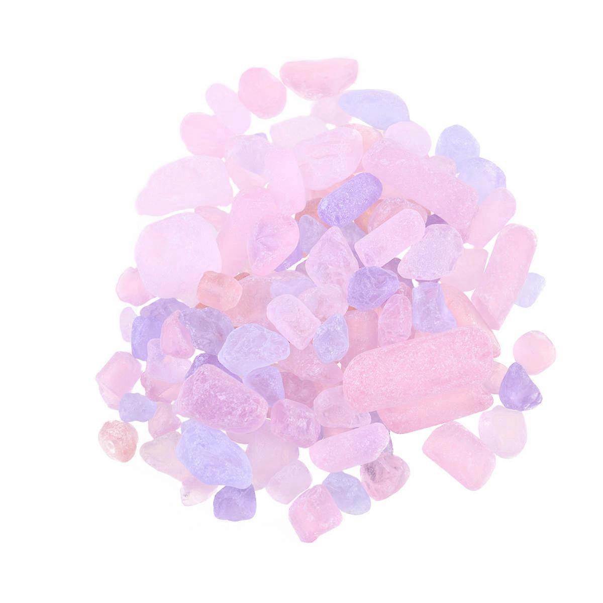 1 Pack of Natural Crushed Crystal Rocks Chips Stone Irregular Shape Crystal Pebbles Home Indoor Fish Tank Flowerpot Gravel Ornament Stone (Pink