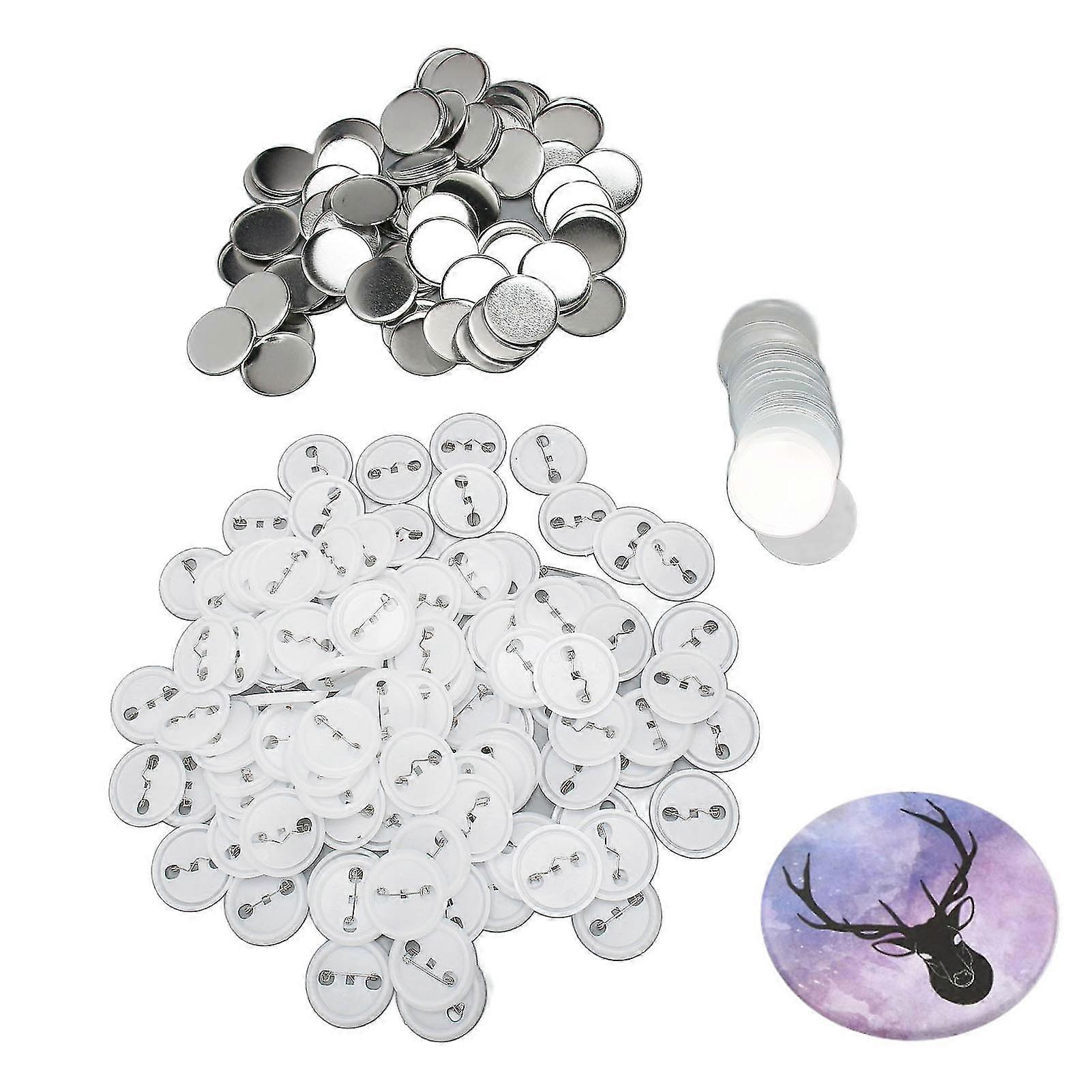 100 Set Pin Back Button Parts Tinplate Plastic Base Rustproof Widely Used Button Making Supplies for Badge Craft DIY 2025