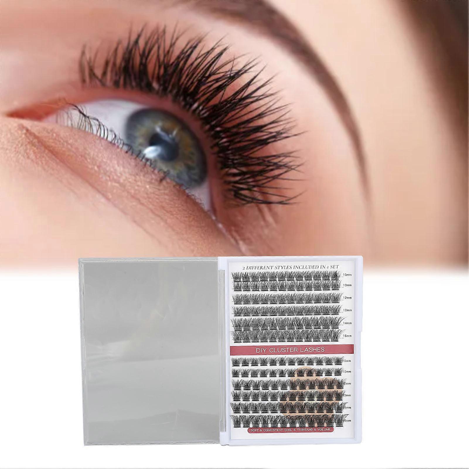 Cluster Lashes DIY Eyelash Clusters Extensions 10‑16mm Mixed Volume Individual False Lashes Extensions C with D (144 Cluster ) 