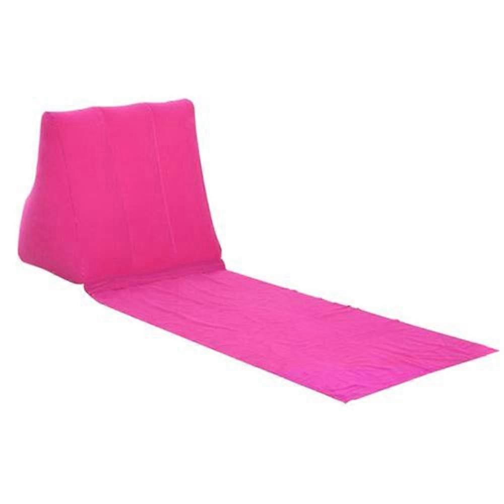 Foldable Beach Lounger with Backrest, Inflatable, Mat, Garden, Sun Lounger red