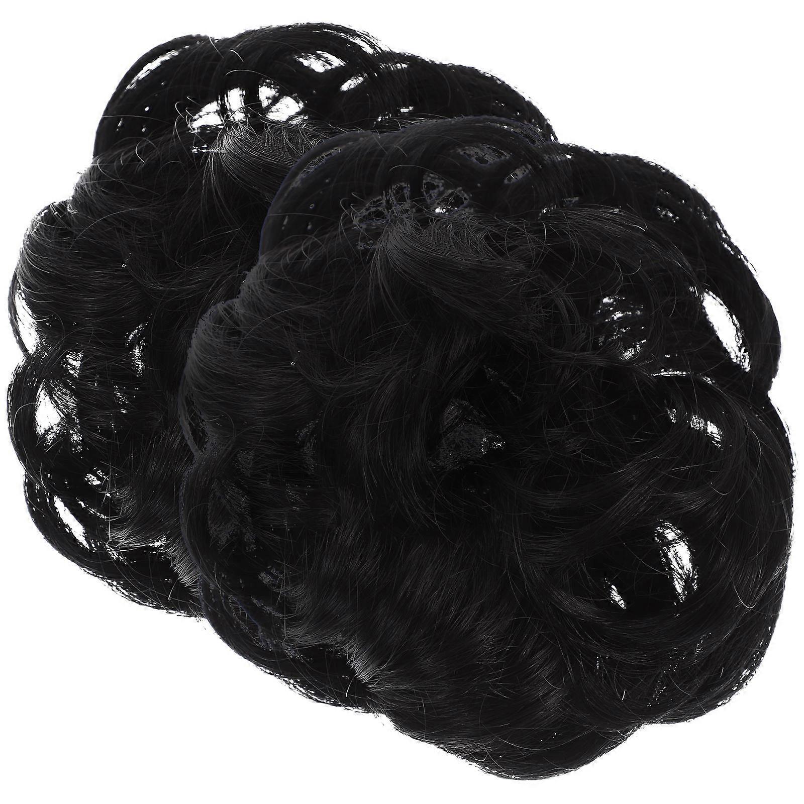 Faux Bun Hairpiece for Women Messy Bun Extensions Evening Out Play 10X10CM Round Shape 2Pcs