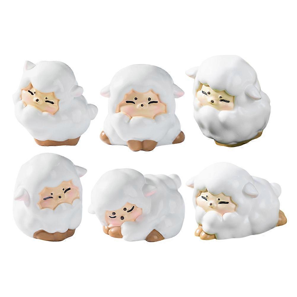 Resin Sheep Miniatures For Garden Decor Tabletop Display Mini Sheep Figurines 6Pcs