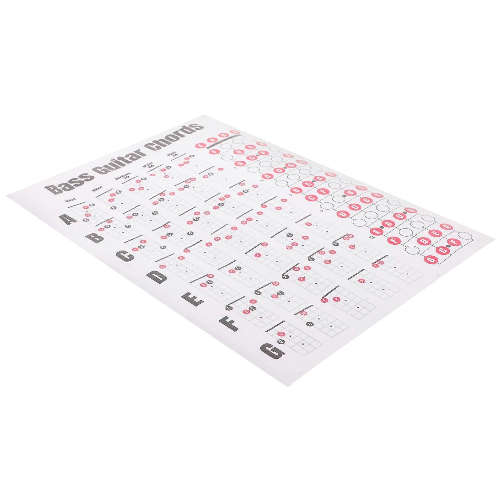 Bass Chart Learning Guide Bass Guitar Chord Chart Multi Color A4 Size For Enthusiasts Practice Room 1Pack