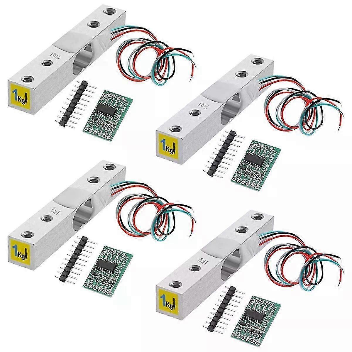 Digital Load Cell Weight Sensor-4 Sets 1KG Load Cell HX711 AD Weighit Amplifier Module Pressure Sensor Cell Amplifier
