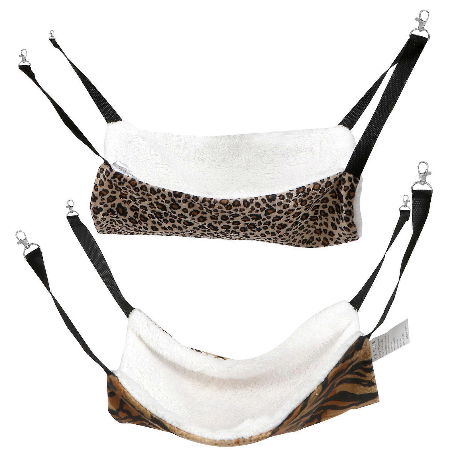 Hanging Bed for Cats Pet Cage Hammock Warm Cat Hanging Sleeping Bed Cat Cage Rectangular Plush Space Saving 2Pcs