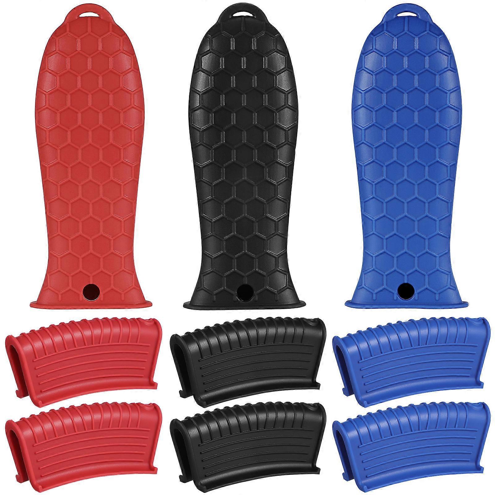 Skillet Handle Cover Silicone Pot Handle Grips Non Slip For Pots And Pans Red 1Set