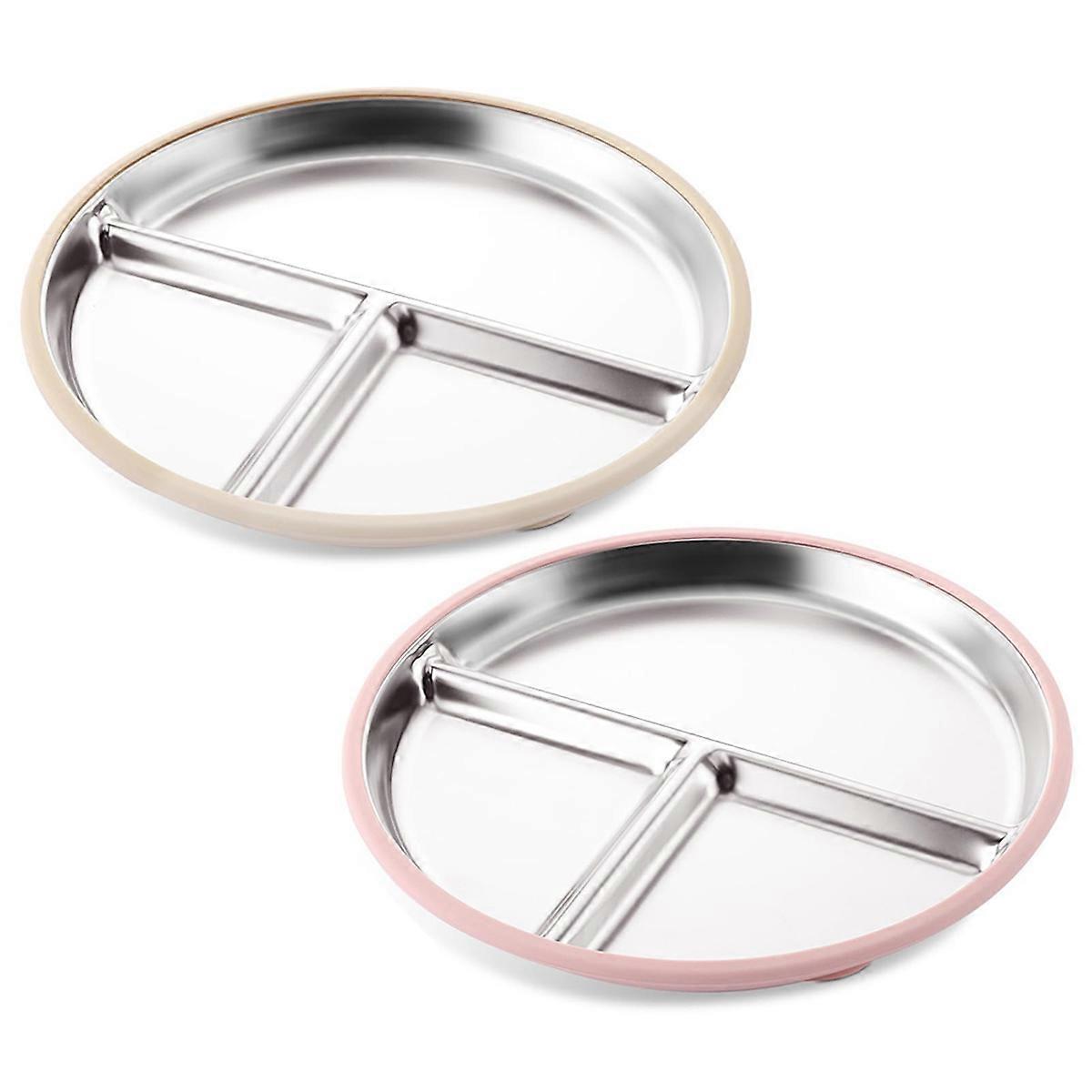 不锈钢婴儿盘，带吸盘幼儿盘，带可拆卸硅胶盖洗碗机-SA