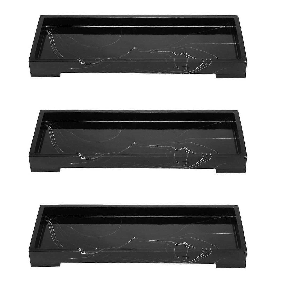 Black Bathroom Countertops Storage Tray,Marble Stone Vanity Tray