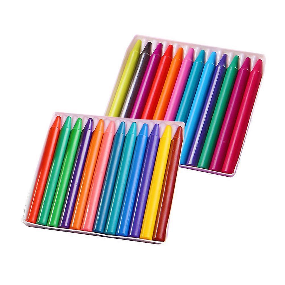 أقلام رصاص ملونة للأطفال 24 لونا مستديرة بلاستيك قلم تلوين زيت قلم ملون غير سام للطلاب 24 قطعة