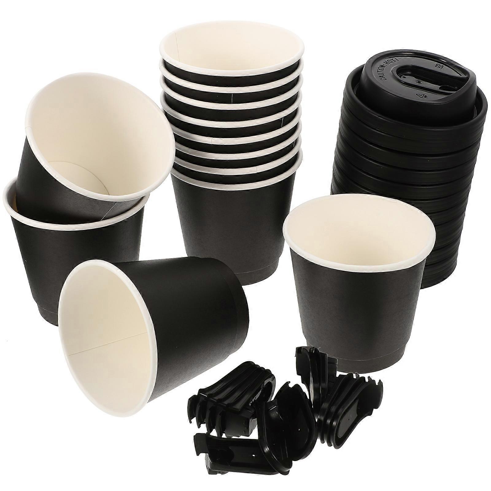 Tragbare Kaffeetassen mit Deckel Einweg-Kaffeetassen Rund Einfaches Design 25 Sets