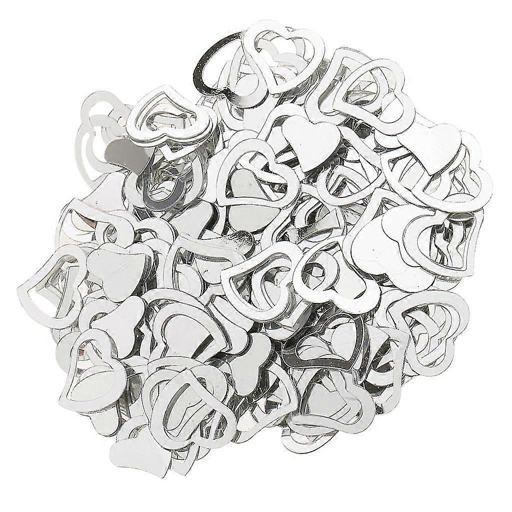 Metalic Sparkle Heart Table Scatter Confetti Wedding Party Decor Silver