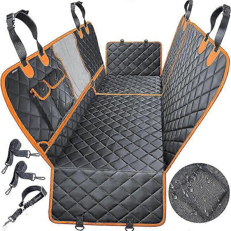 Dog Car Seat Cover for Back Seat of Car/Truck/SUV, Waterproof Dog Car Hammock with Mesh Windows, Dog Harness, Durable Pet Car Seat Cover, Scratch Res