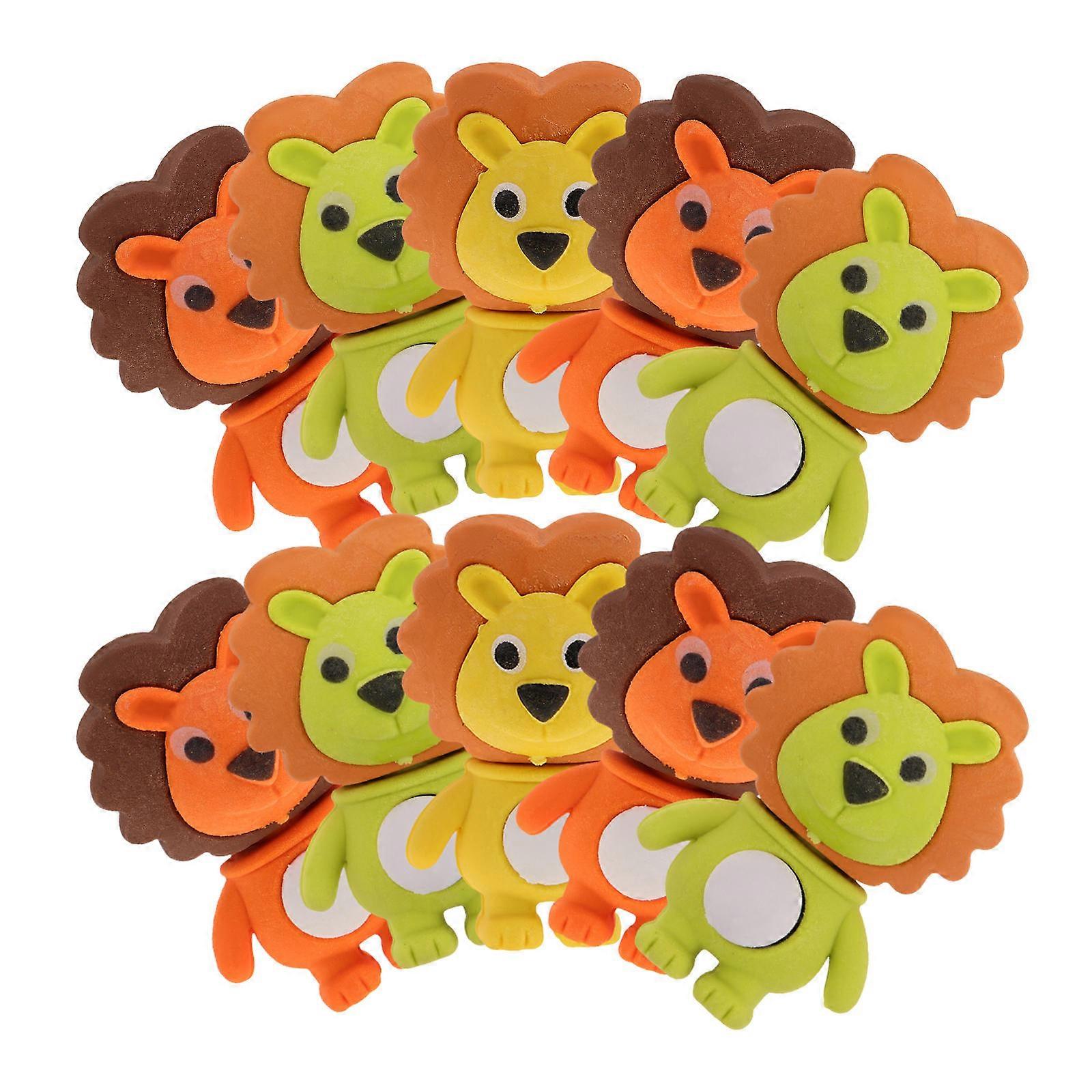 Adorable Lion Erasers 3D Animals Erasers Cartoon Lion Erasers Kids Tpr Portable Lightweight 18Pcs
