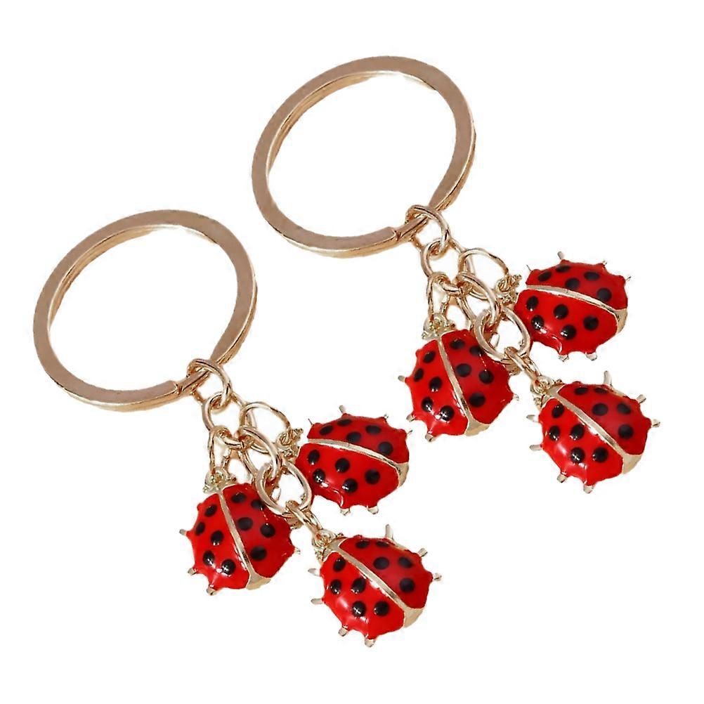 Ladybug Keychain for Women Made of Alloy in Red Color Perfect for Bag Decoration and Car Keys 2 Pcs