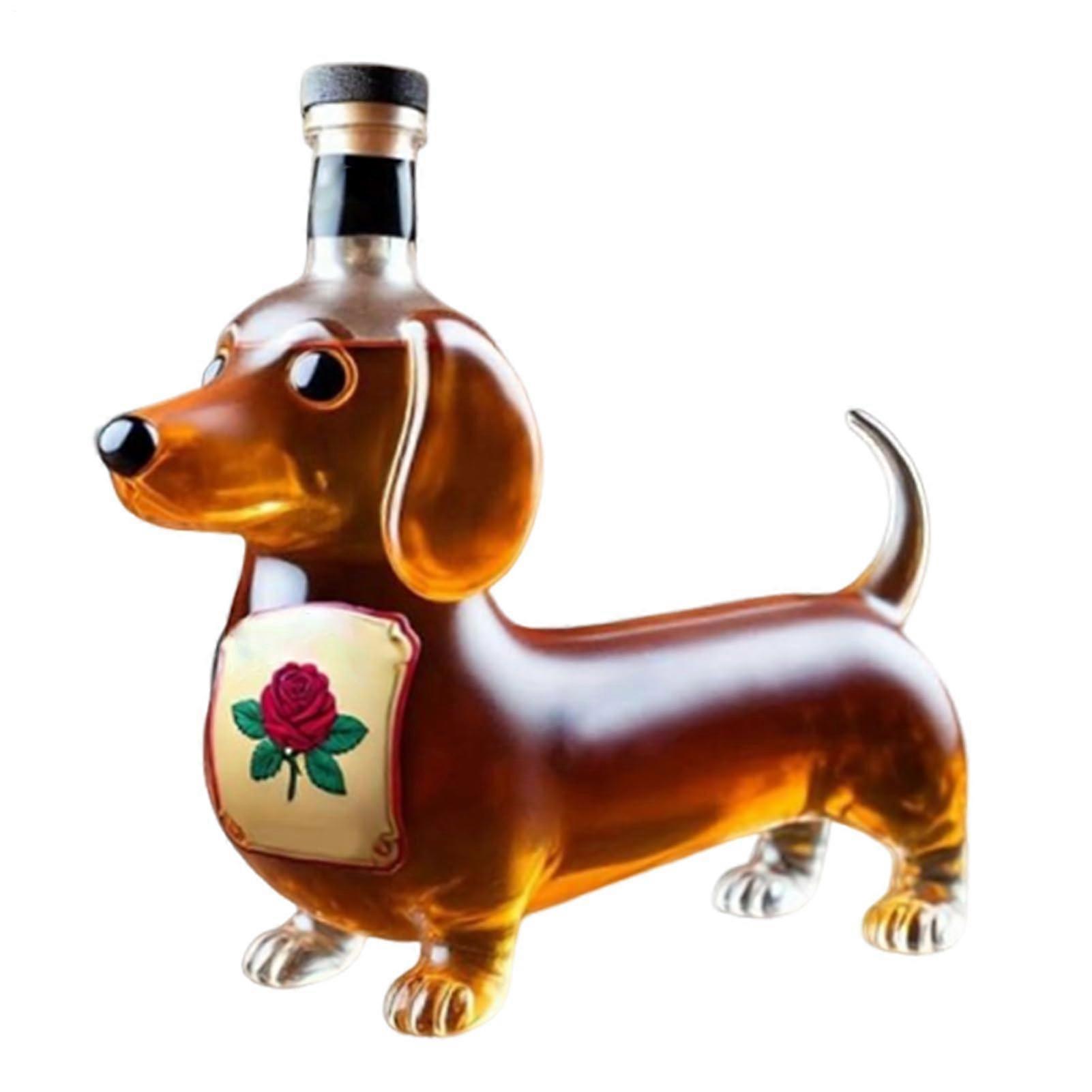 Whiskey bottles, dachshundshaped liquor containers, ideal for birthdays, housewarming, and bar displays.