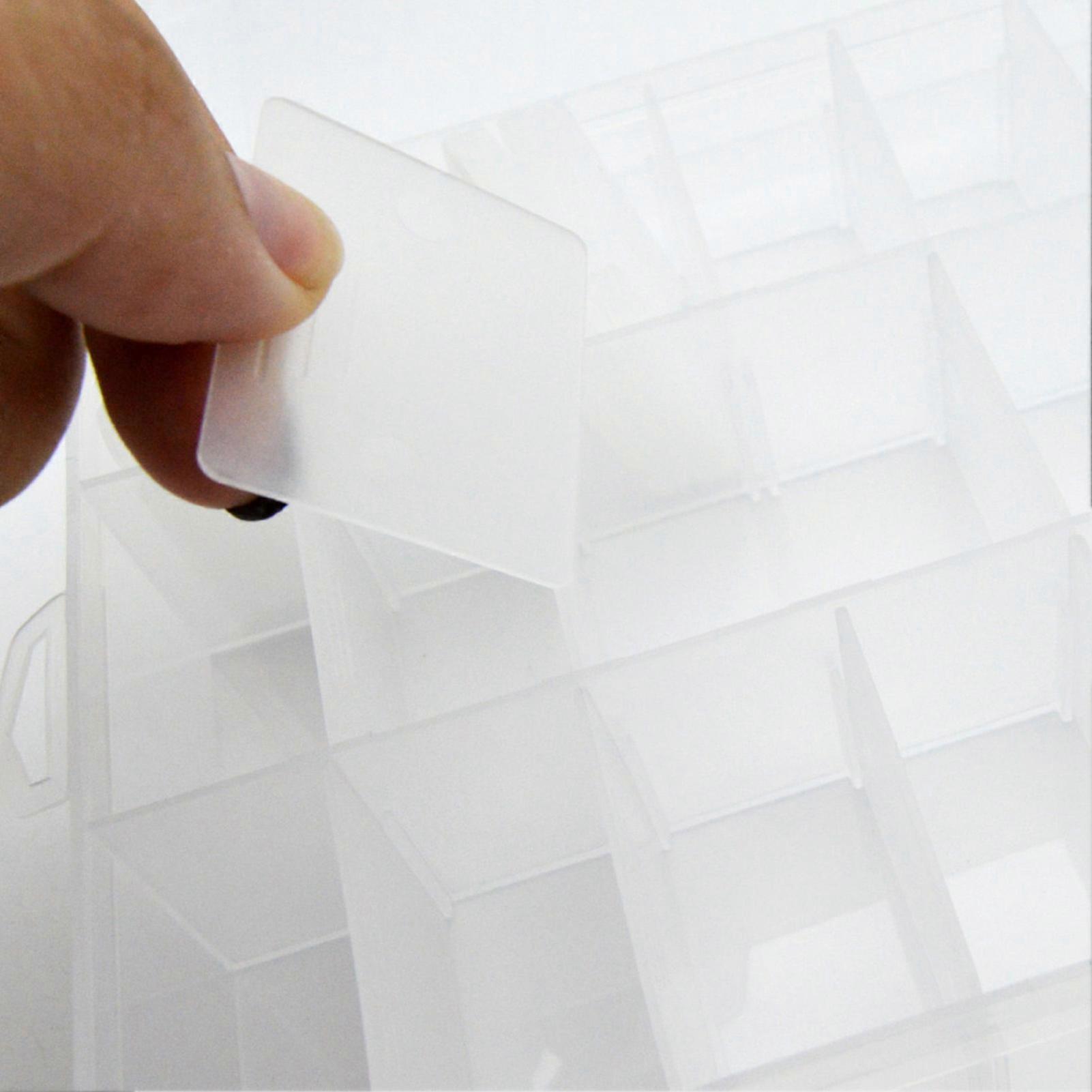 2pcs Clear Plastic Organizer Box 36 Compartments Adjustable Grid